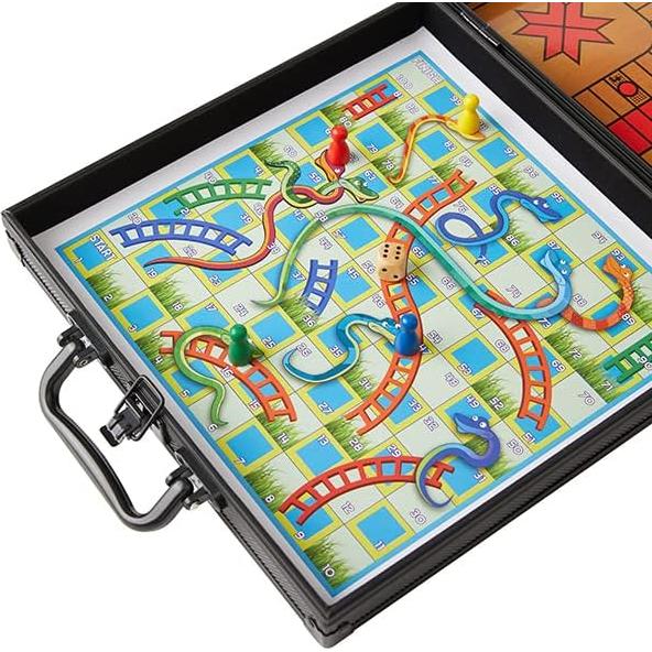 Juego de Mesa 4 en 1 KakapopoTCG: Ajedrez, Ludo, Backgammon, Serpientes y Escaleras