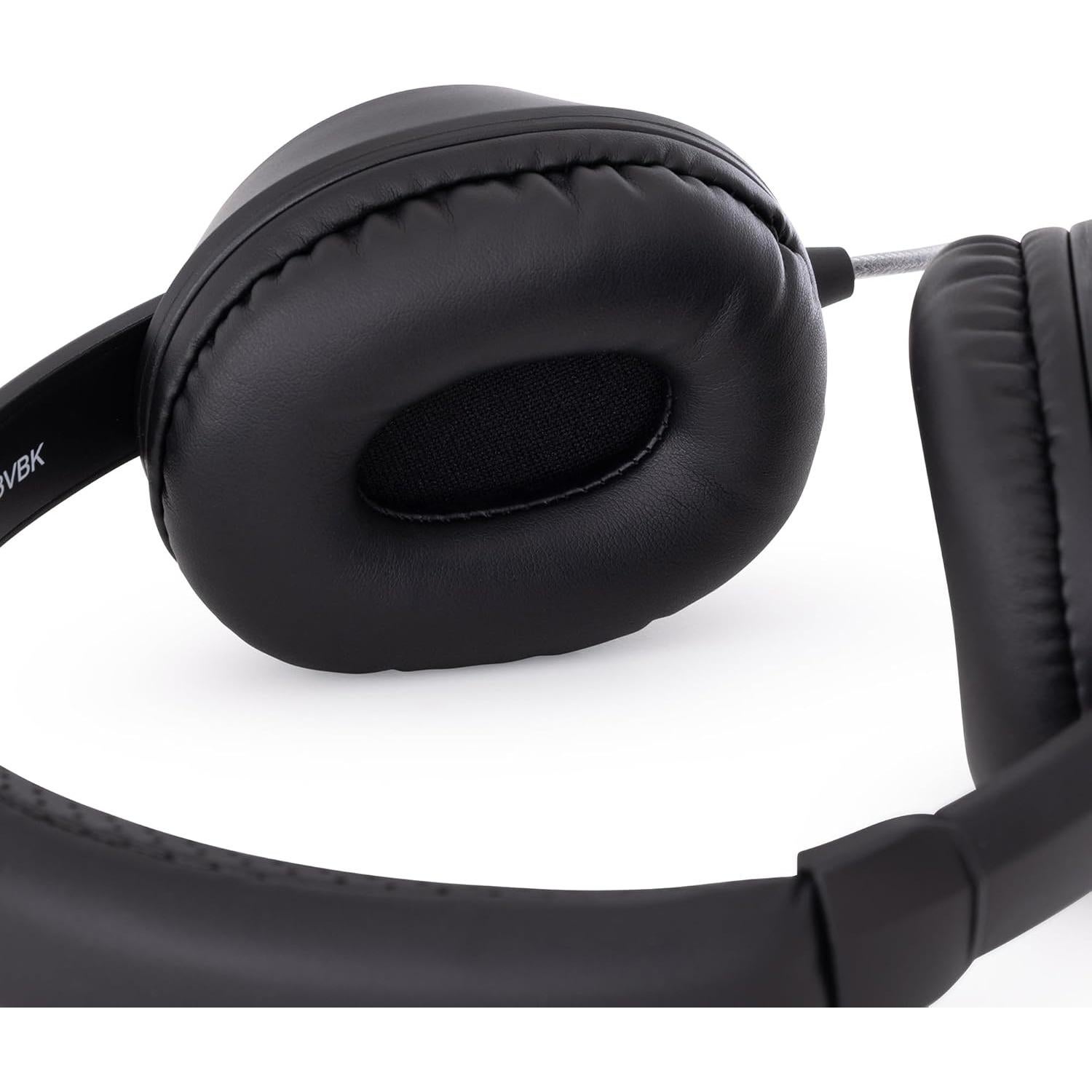 Auriculares Deluxe Egghead® 40mm con cable Tri-Shield - Negro