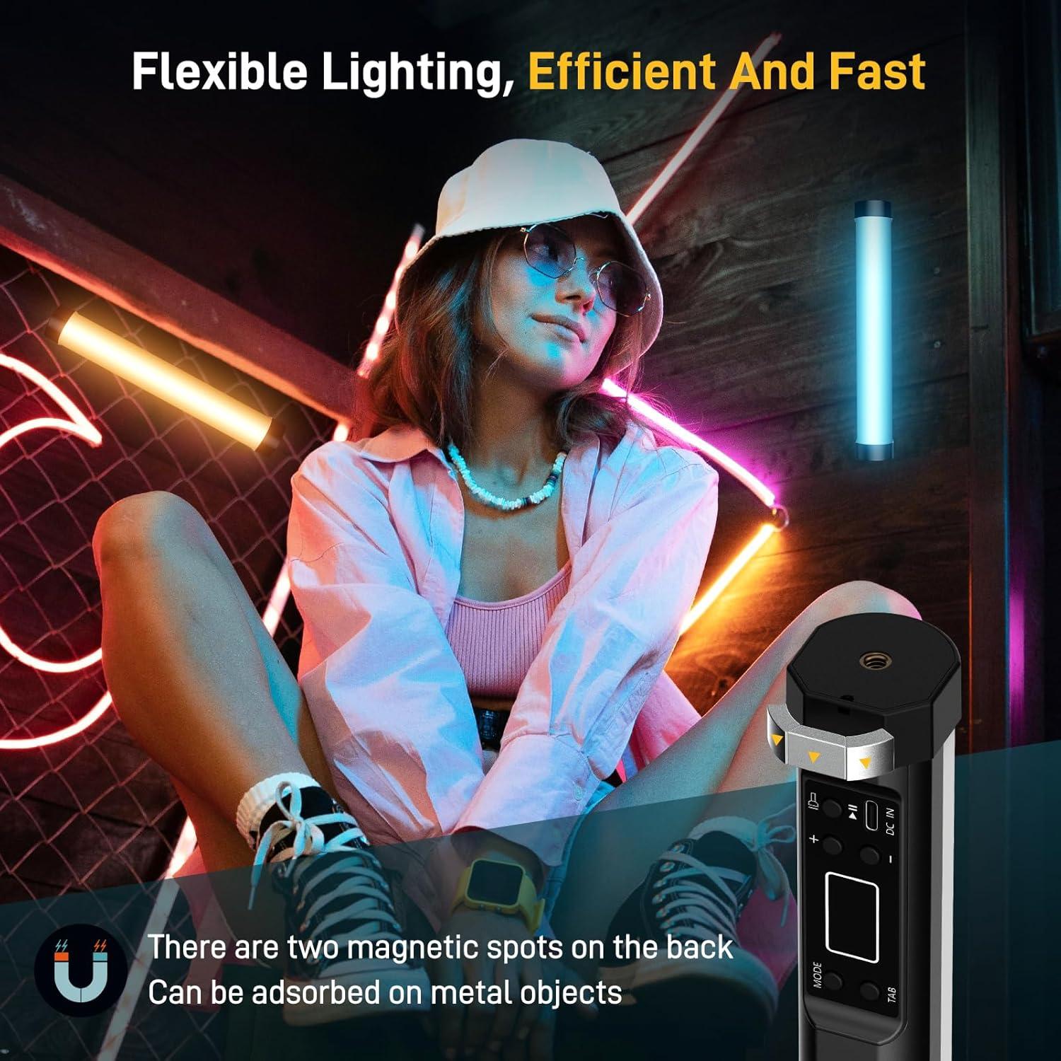 Luz de Tubo LED RGB GVM BX8C 40.64 cm con Control Bluetooth