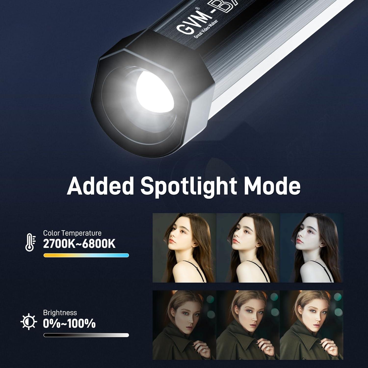 Luz de Tubo LED RGB GVM BX8C 40.64 cm con Control Bluetooth