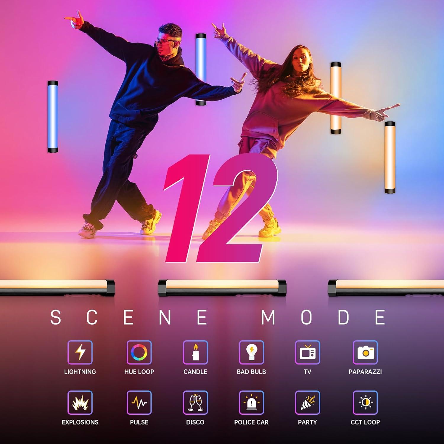 Luz de Tubo LED RGB GVM BX8C 40.64 cm con Control Bluetooth