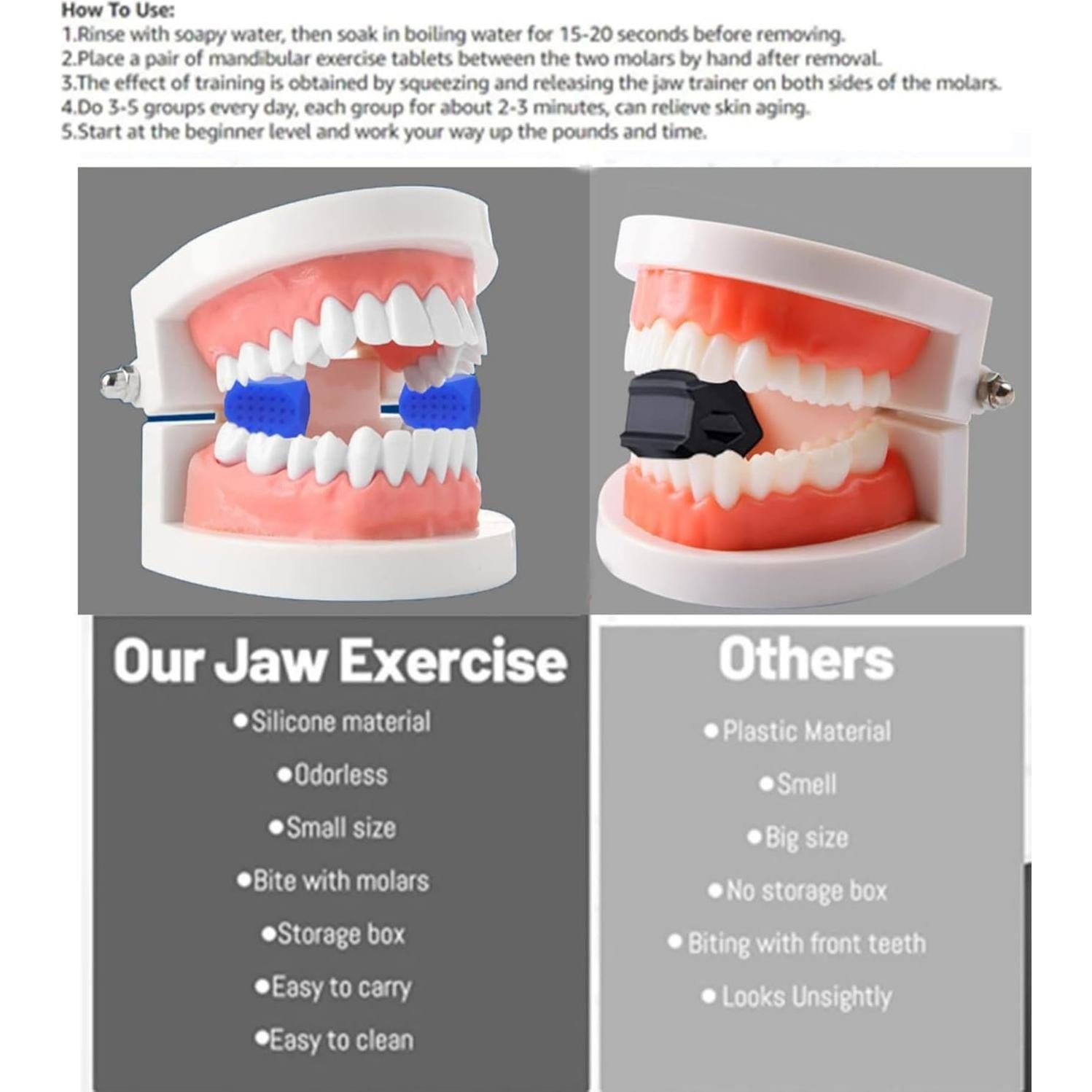 Ejercitador de Mandíbula Sushenwe 6 Pcs Silicona 3 Niveles