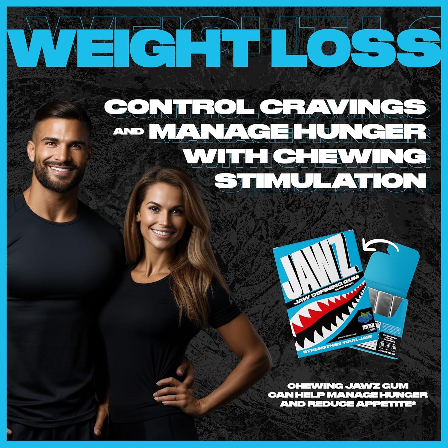 Chicle Jawz Gum Blue Razz - 4 Paquetes Sin Azúcar