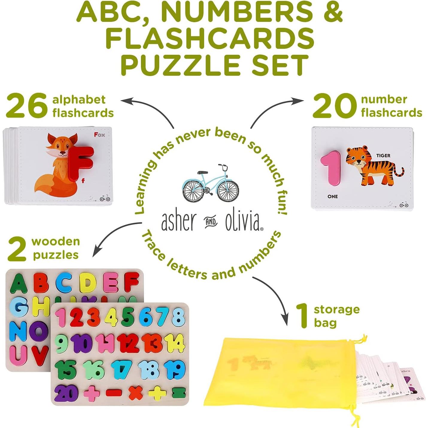 Conjunto Educativo de Rompecabezas y Tarjetas Asher & Olivia