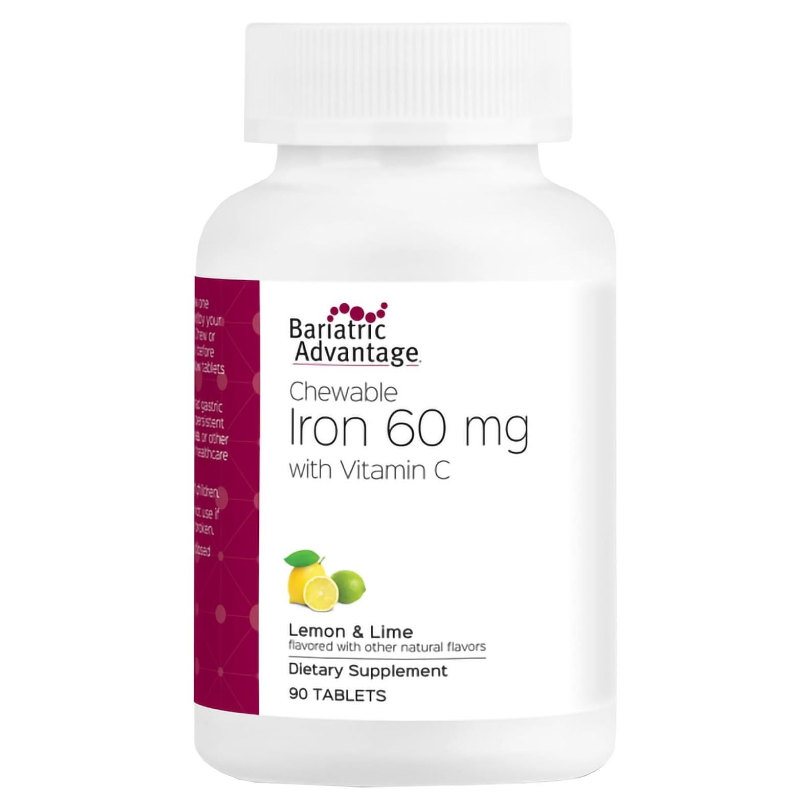 Suplemento de Hierro Masticable Ventaja Bariátrica 60 mg con Vitamina C - 90 Tabletas