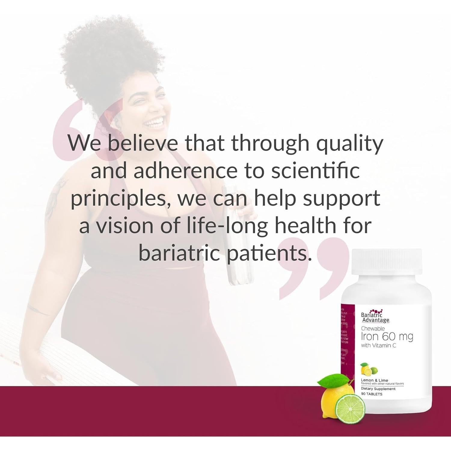 Suplemento de Hierro Masticable Ventaja Bariátrica 60 mg con Vitamina C - 90 Tabletas