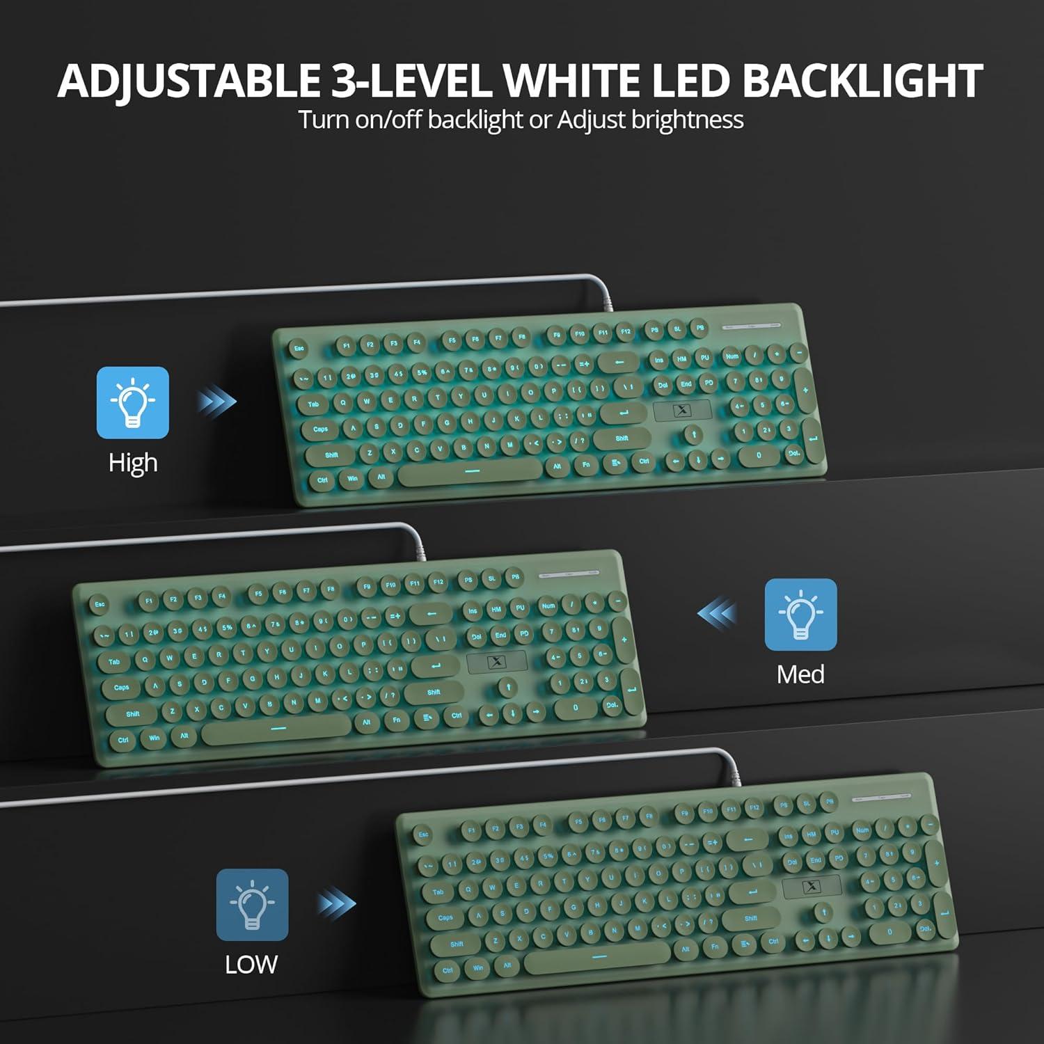 Teclado Membrana Retro Iluminado iRoboosta 104 Teclas Verde