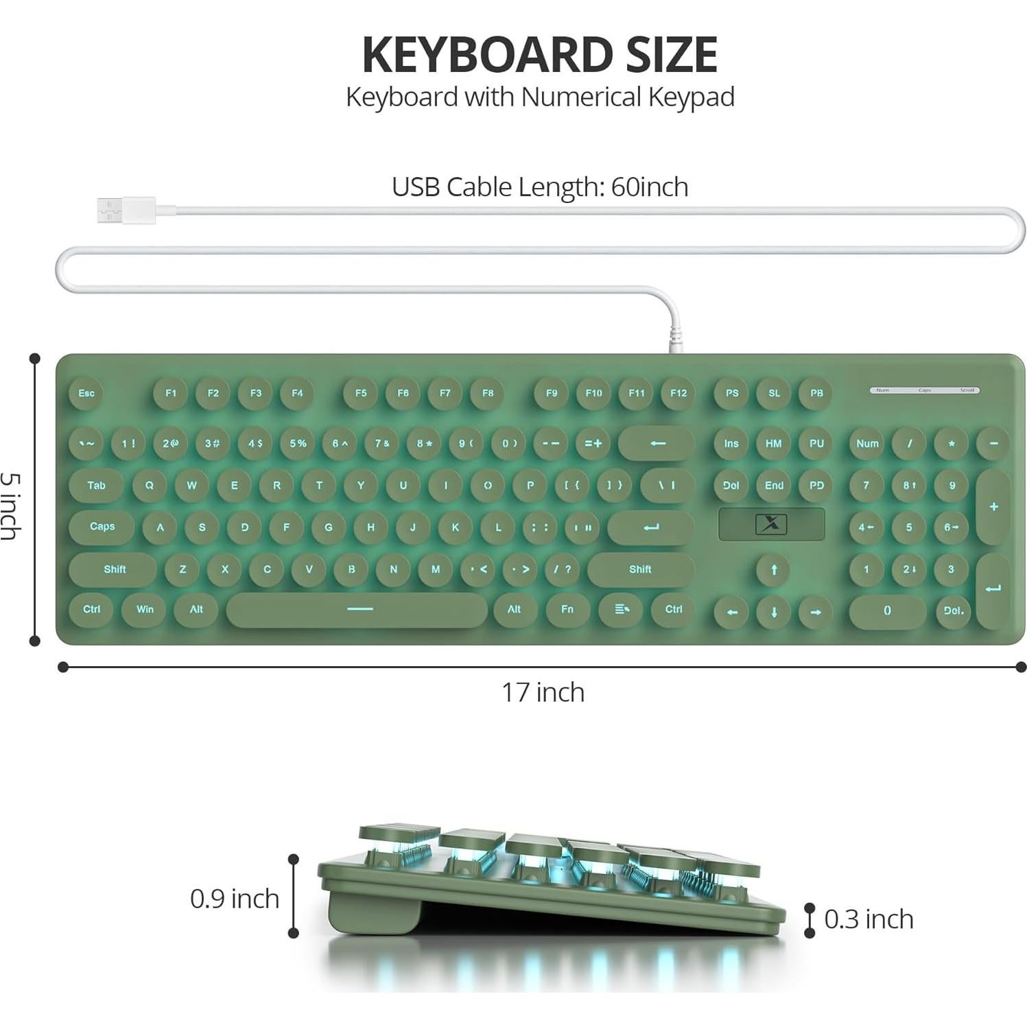 Teclado Membrana Retro Iluminado iRoboosta 104 Teclas Verde