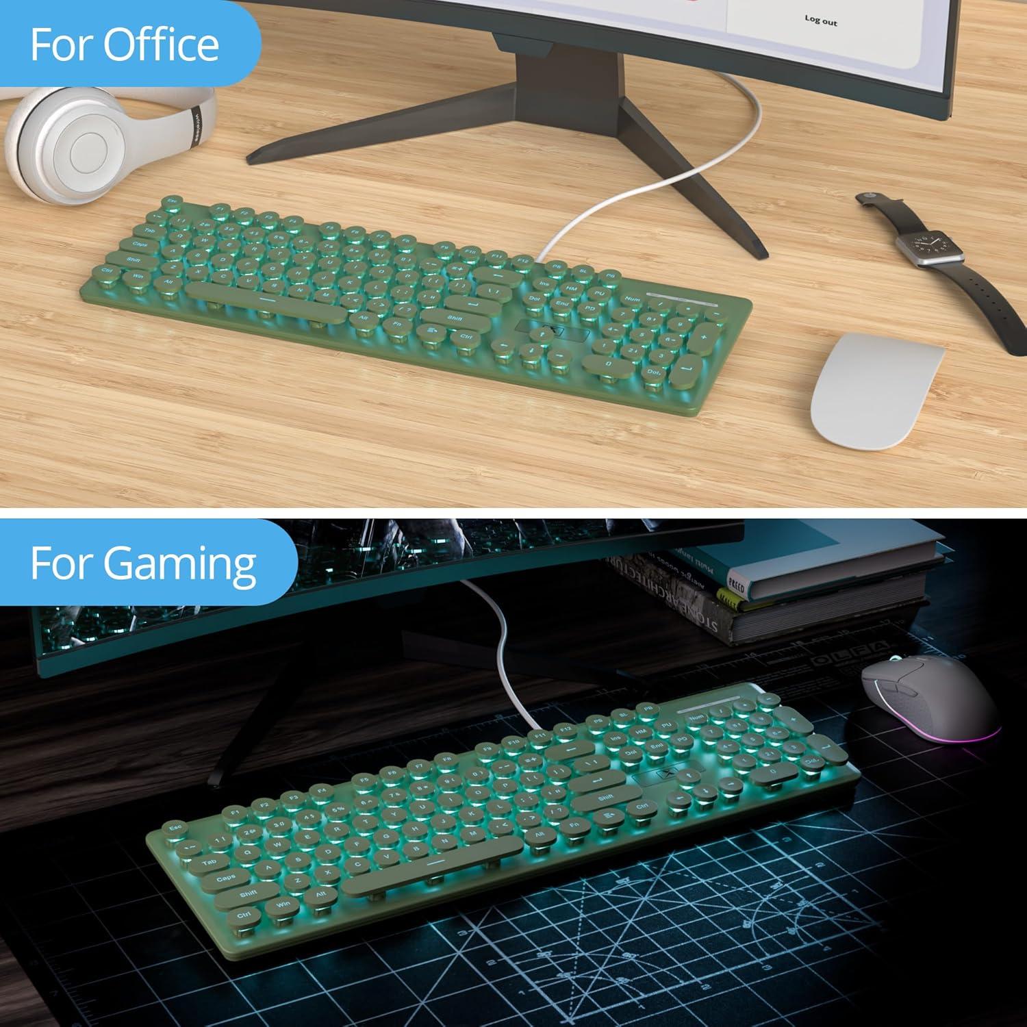 Teclado Membrana Retro Iluminado iRoboosta 104 Teclas Verde