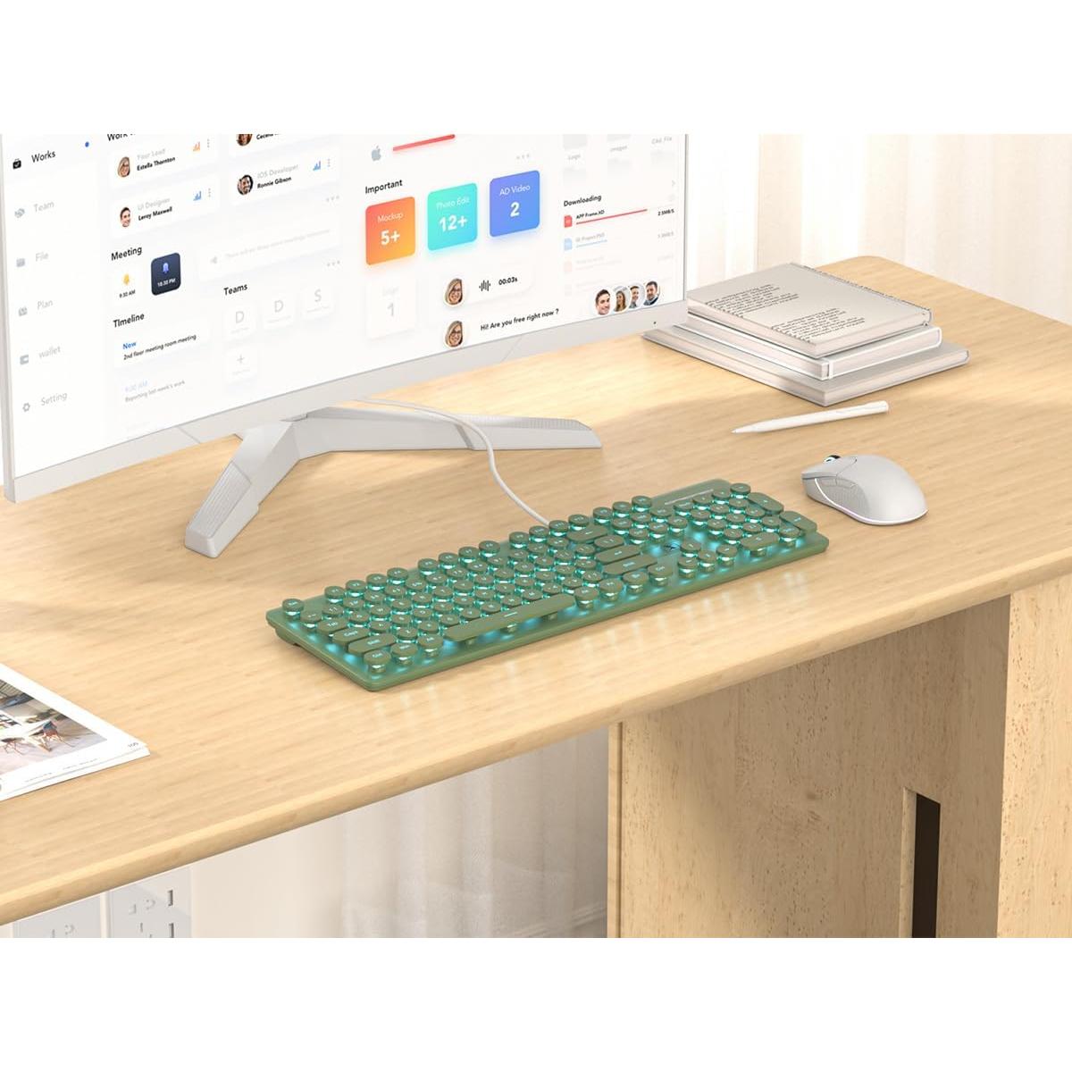 Teclado Membrana Retro Iluminado iRoboosta 104 Teclas Verde