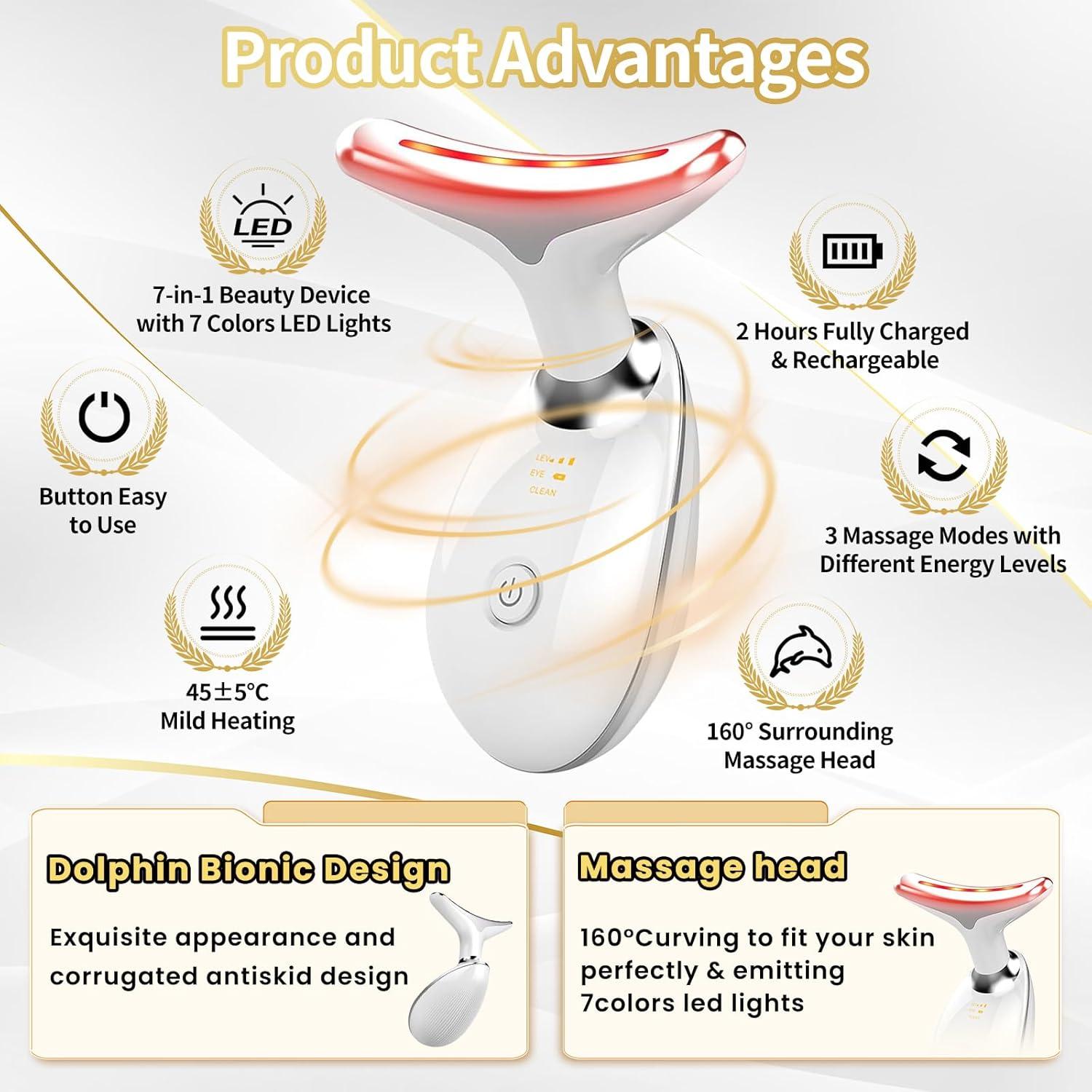 Masajeador Facial LED 7 Colores Li-Tek para Piel Radiante