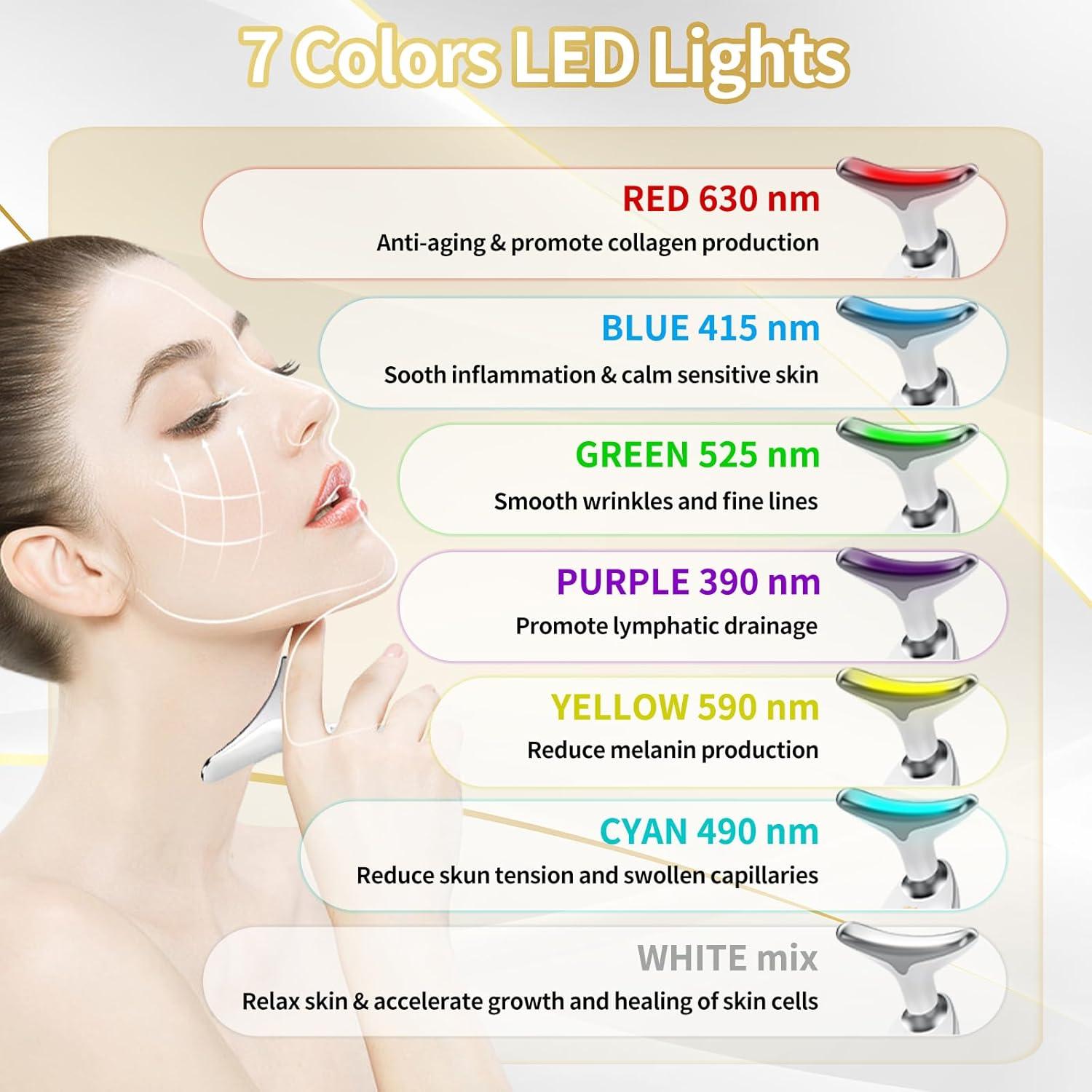 Masajeador Facial LED 7 Colores Li-Tek para Piel Radiante