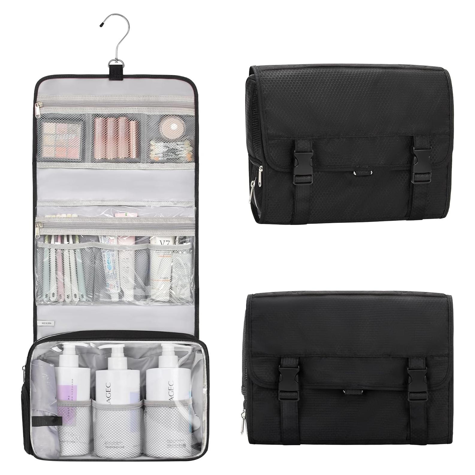 Bolsa de Aseo Colgante Relavel 30x27cm Negra con Bolsillo