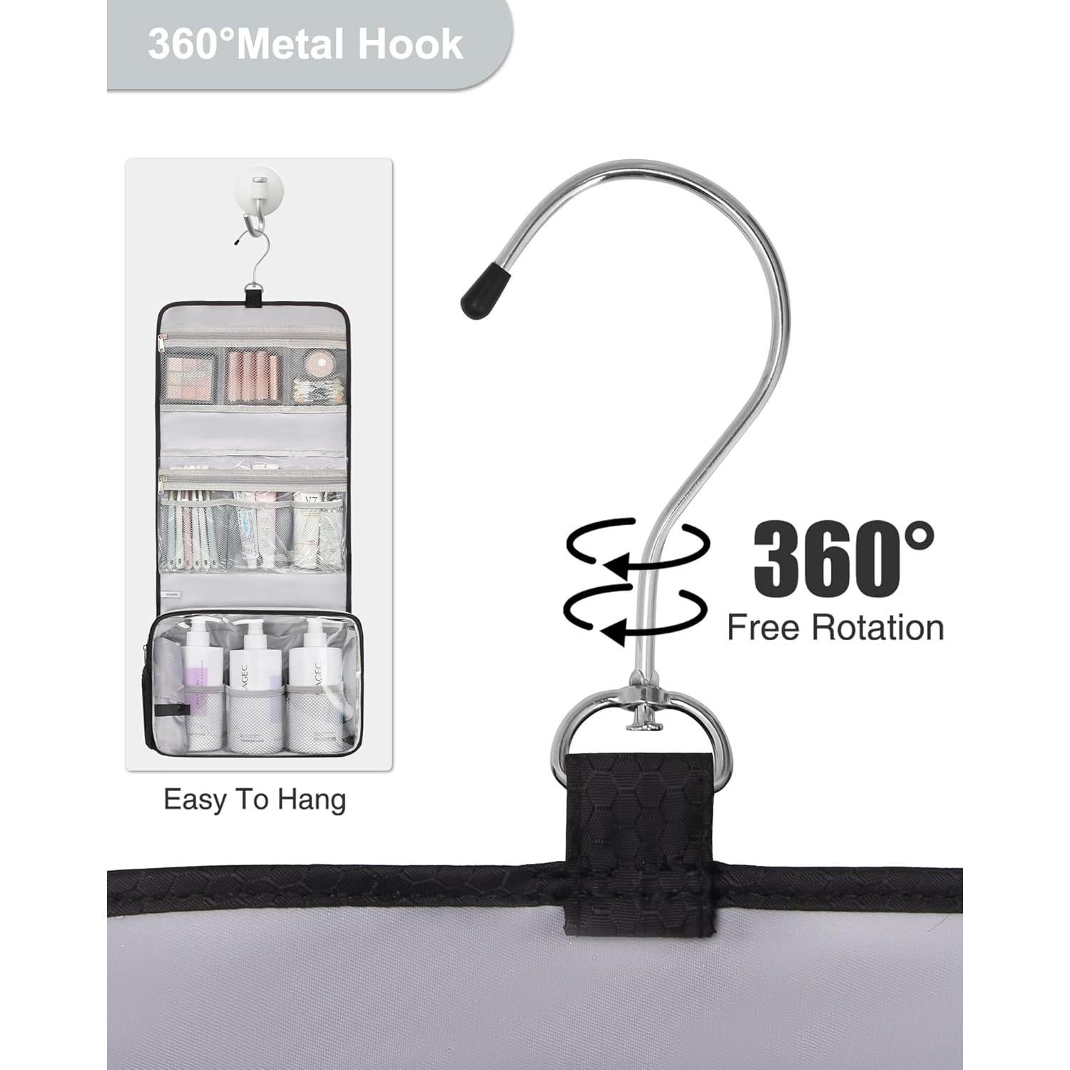 Bolsa de Aseo Colgante Relavel 30x27cm Negra con Bolsillo