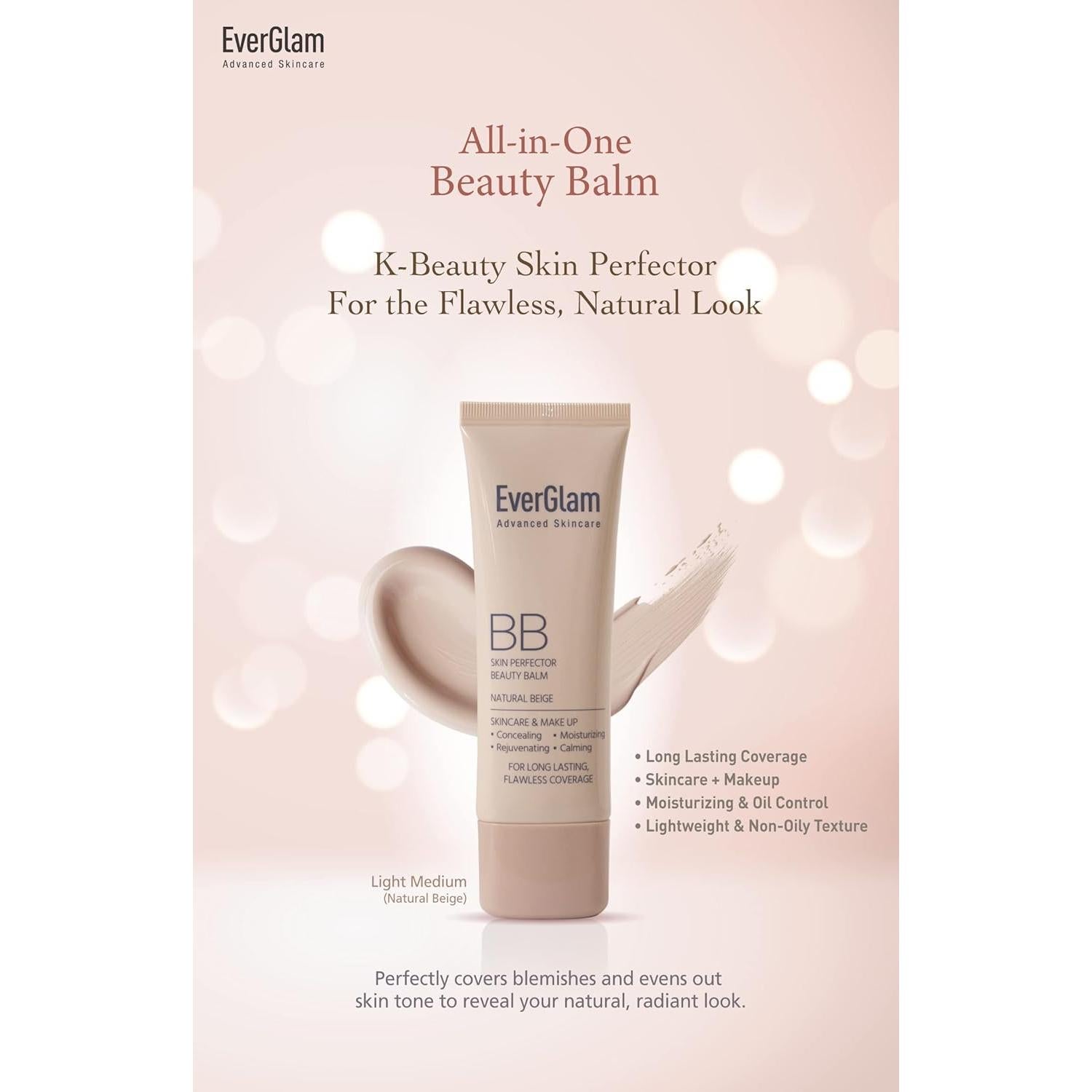 Crema BB Coreana Glamcos Ligera Media 68g - Hidratante y Controladora de Aceite