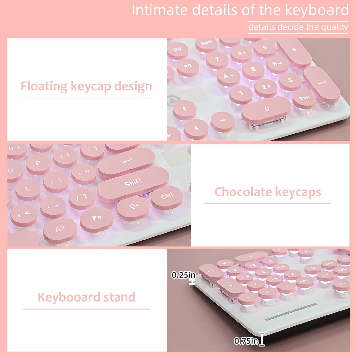 Teclado Membrana Silencioso Mosptnspg V300 Rosa 104 Teclas