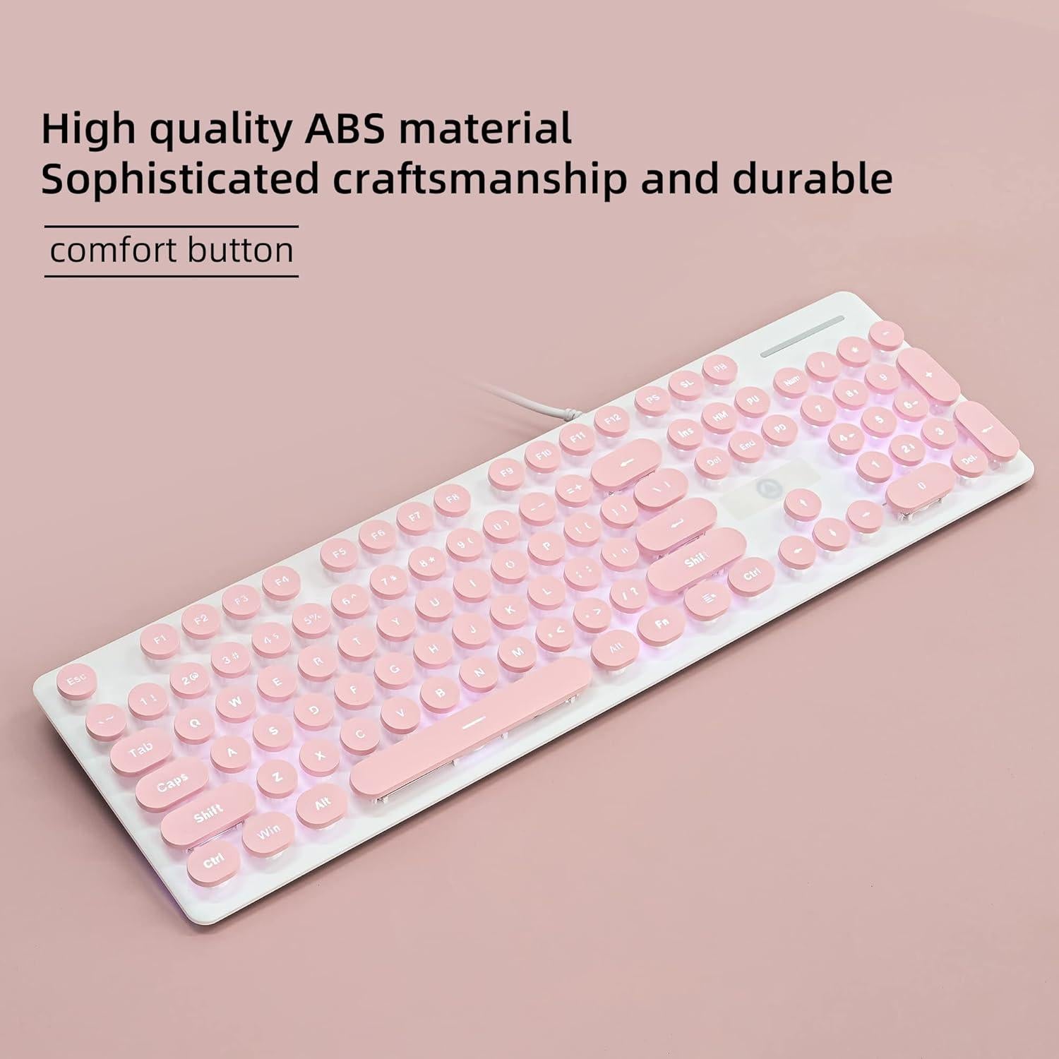 Teclado Membrana Silencioso Mosptnspg V300 Rosa 104 Teclas