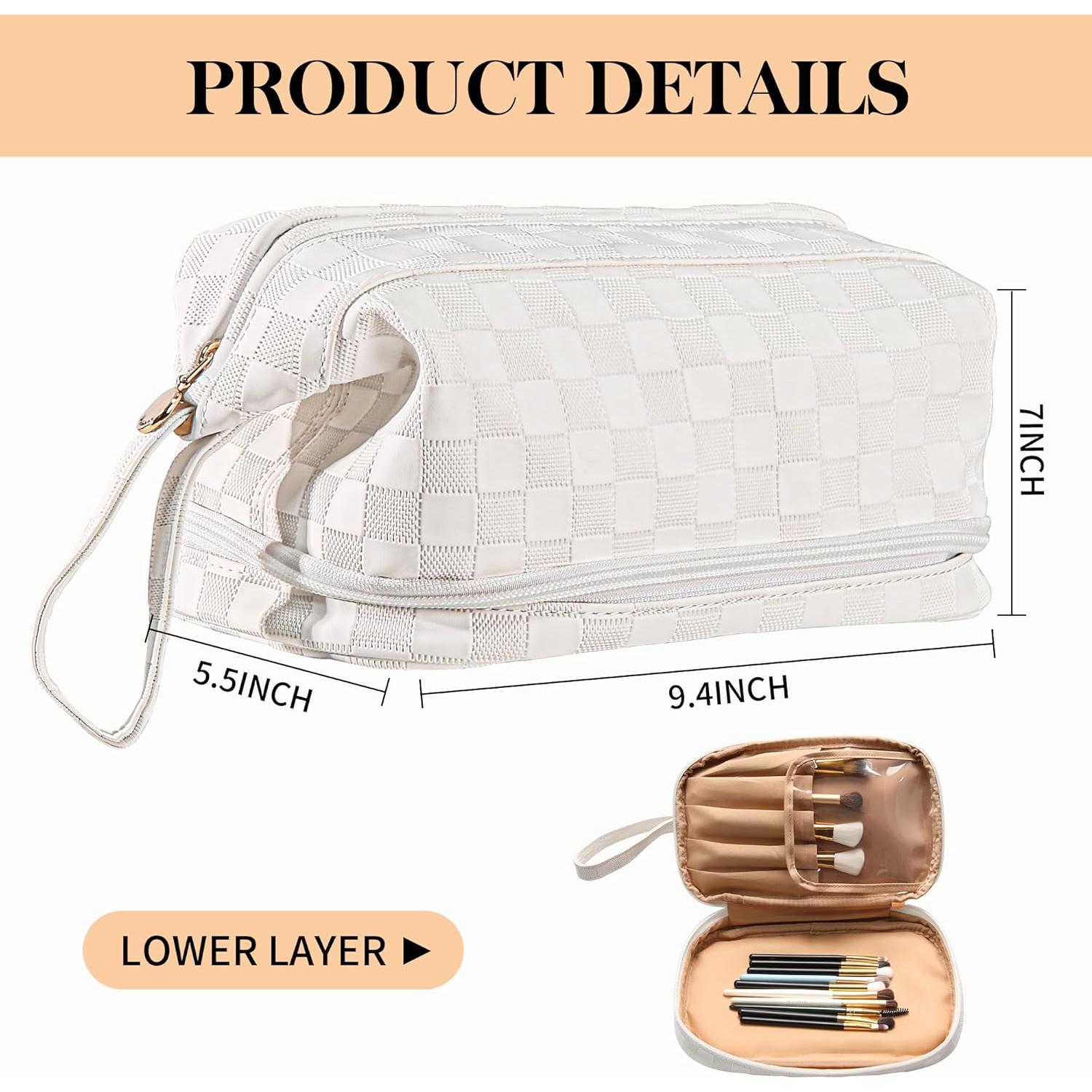 Bolsa de Maquillaje Abiudeng PU Gran Capacidad con Asa