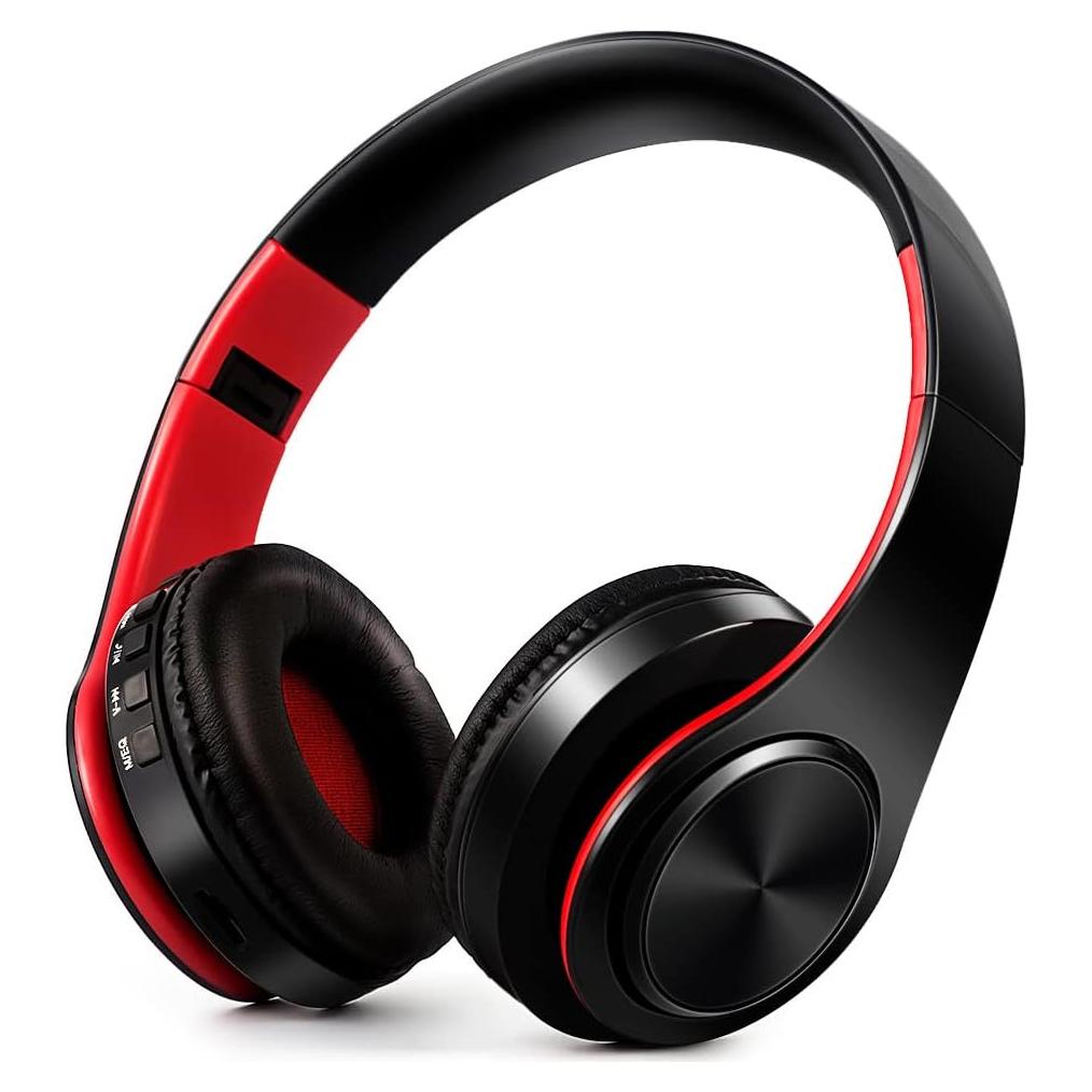 Auriculares Bluetooth ROJO con micrófono y almohadillas suaves
