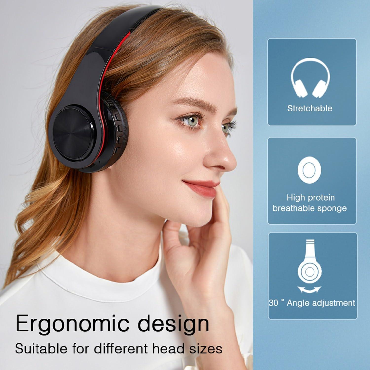 Auriculares Bluetooth ROJO con micrófono y almohadillas suaves