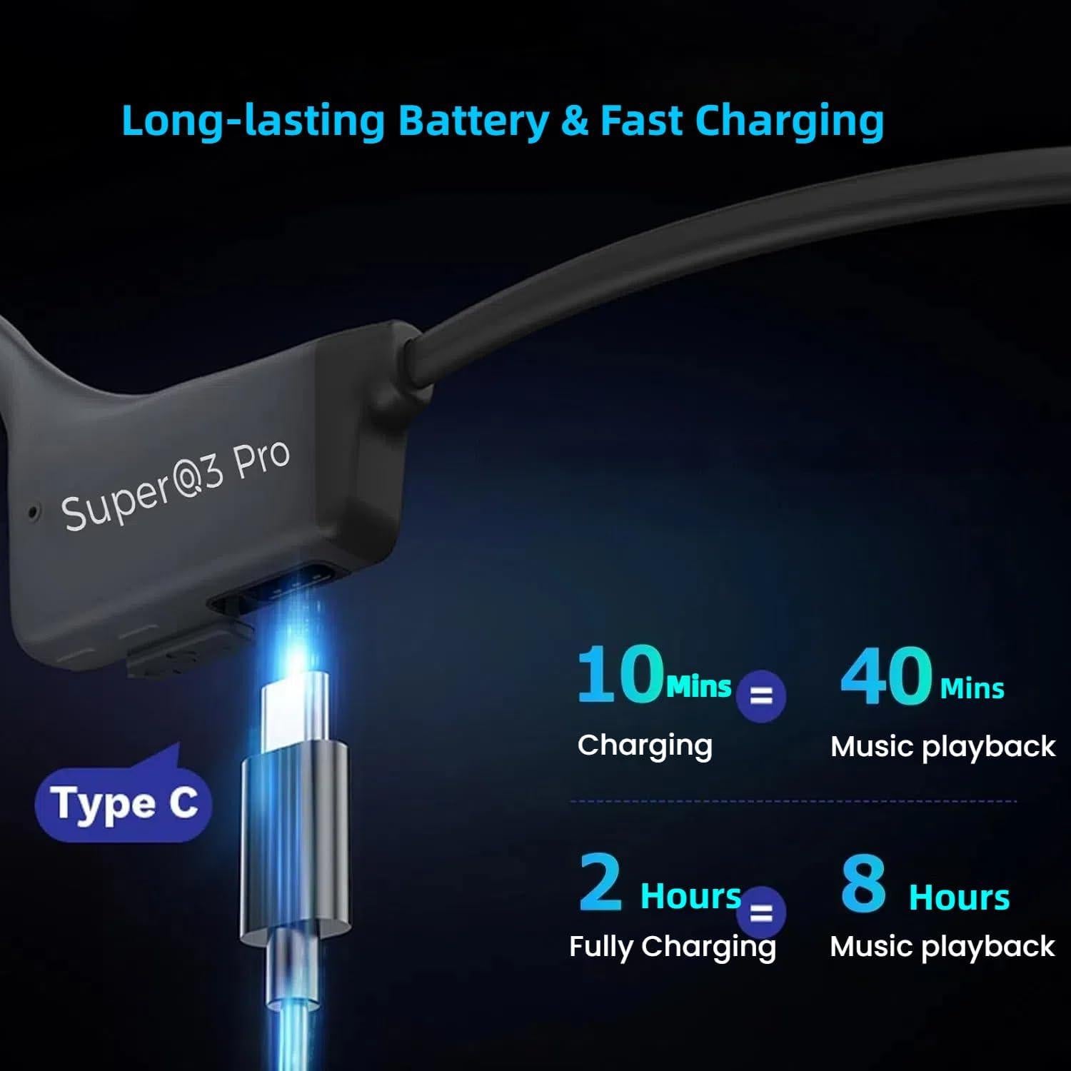 Auriculares Inalámbricos Conducción Ósea SuperQ4 Bluetooth Negro