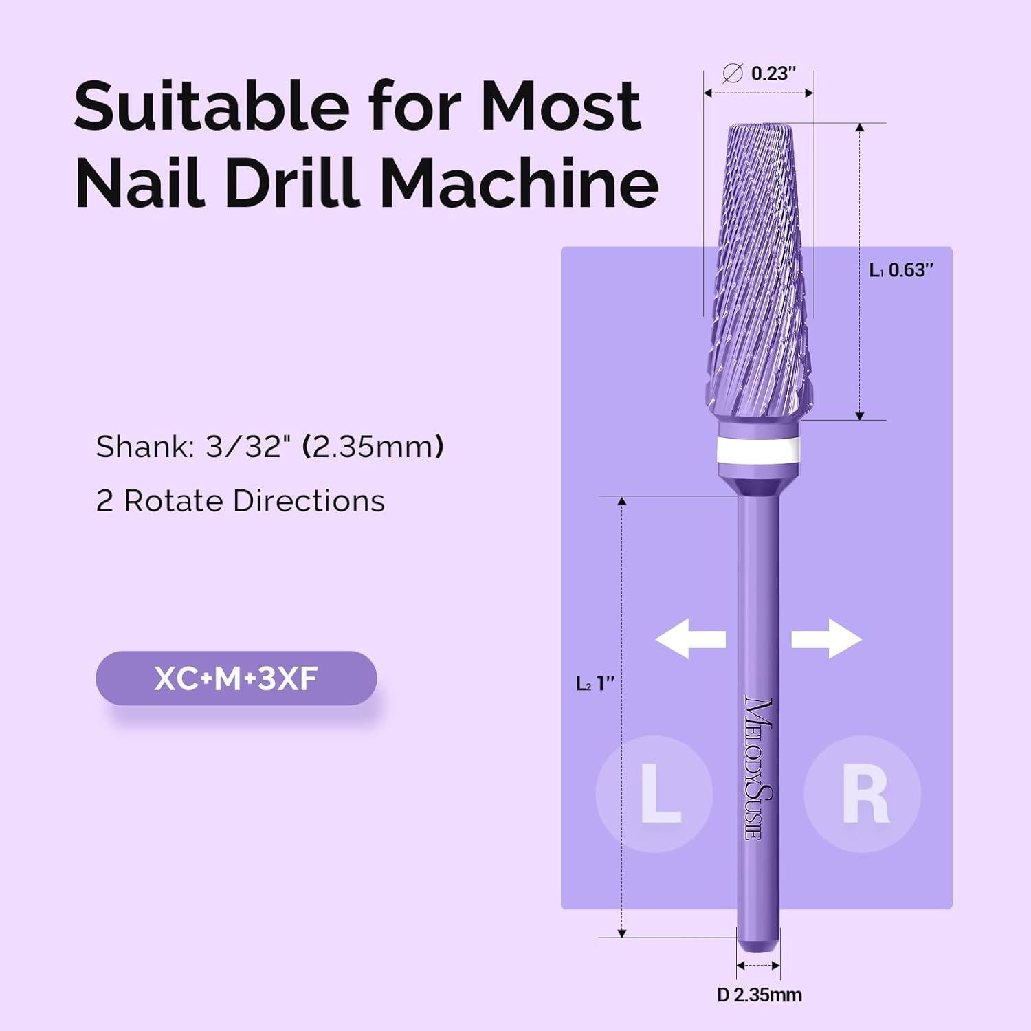 Brocas de Taladro de Uñas MelodySusie 5 en 1 Carburo 2,35mm