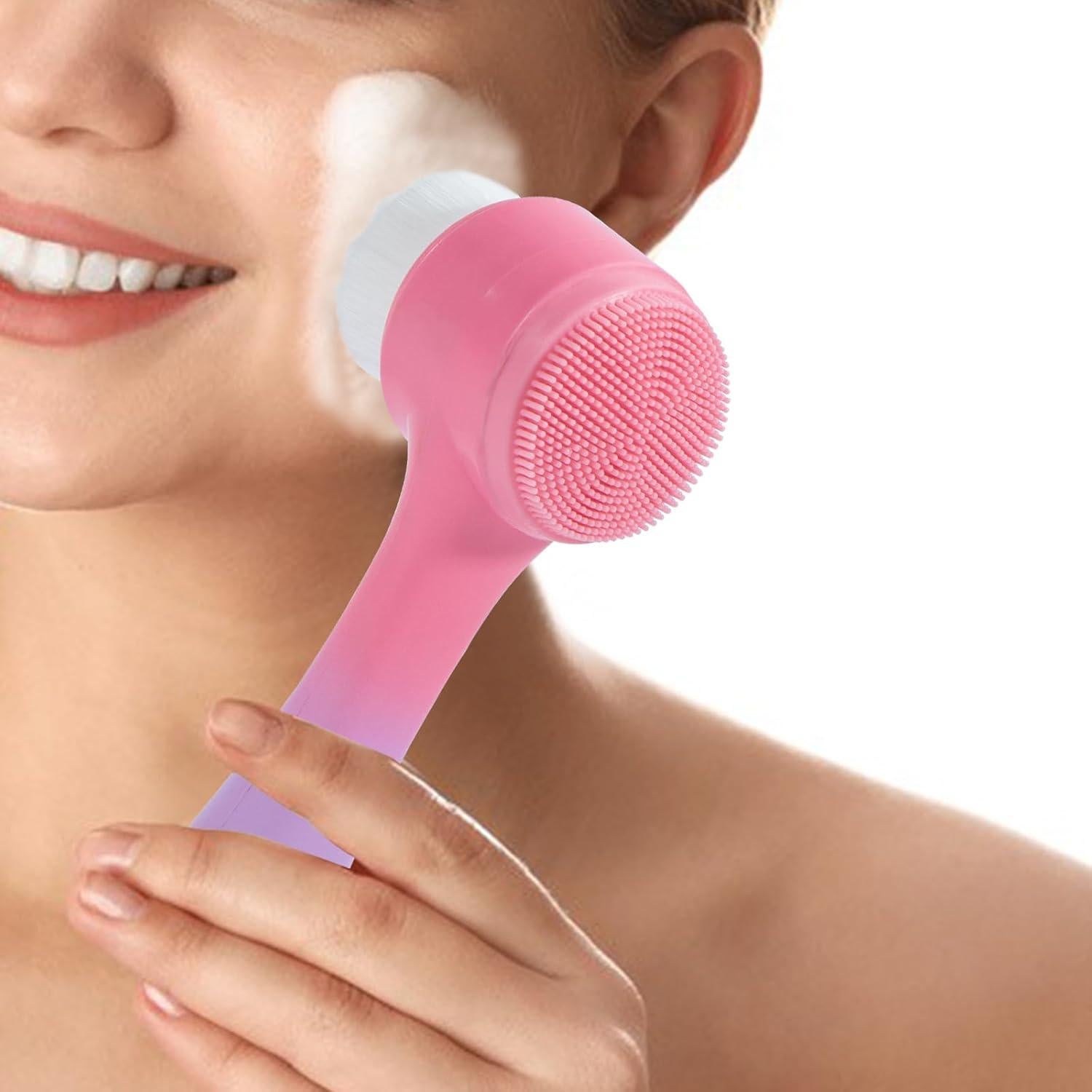Cepillo Facial Beomeen 2 en 1 Silicona Rosa Gradiente