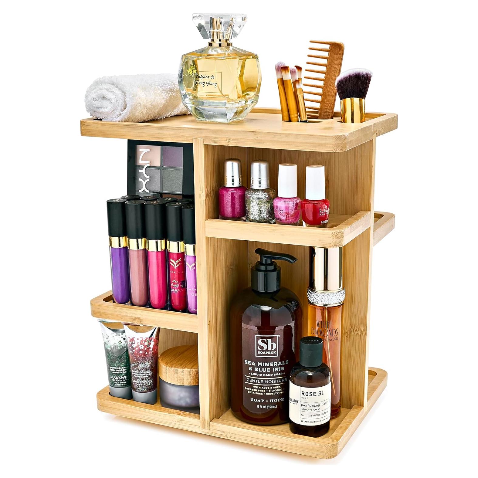 Organizador de Maquillaje Sorbus 360° Bambú Carrousel