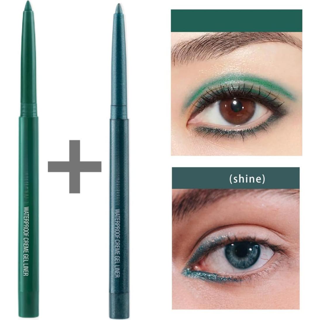 Lápiz de Eyeliner Retráctil ONarisae Verde 2 Pcs A Prueba de Manchas