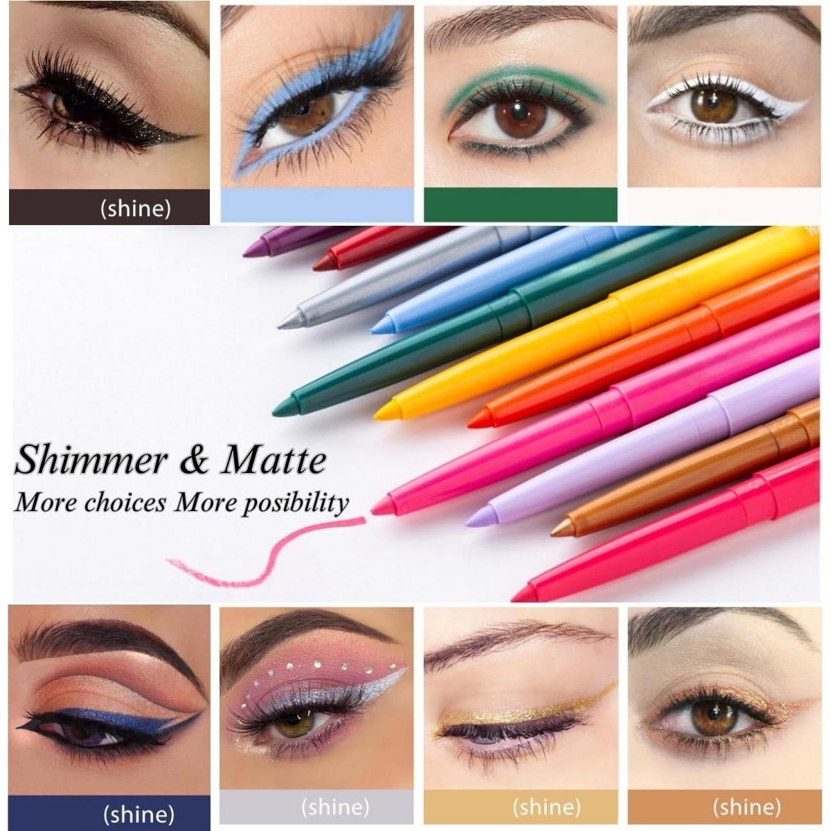 Lápiz de Eyeliner Retráctil ONarisae Verde 2 Pcs A Prueba de Manchas