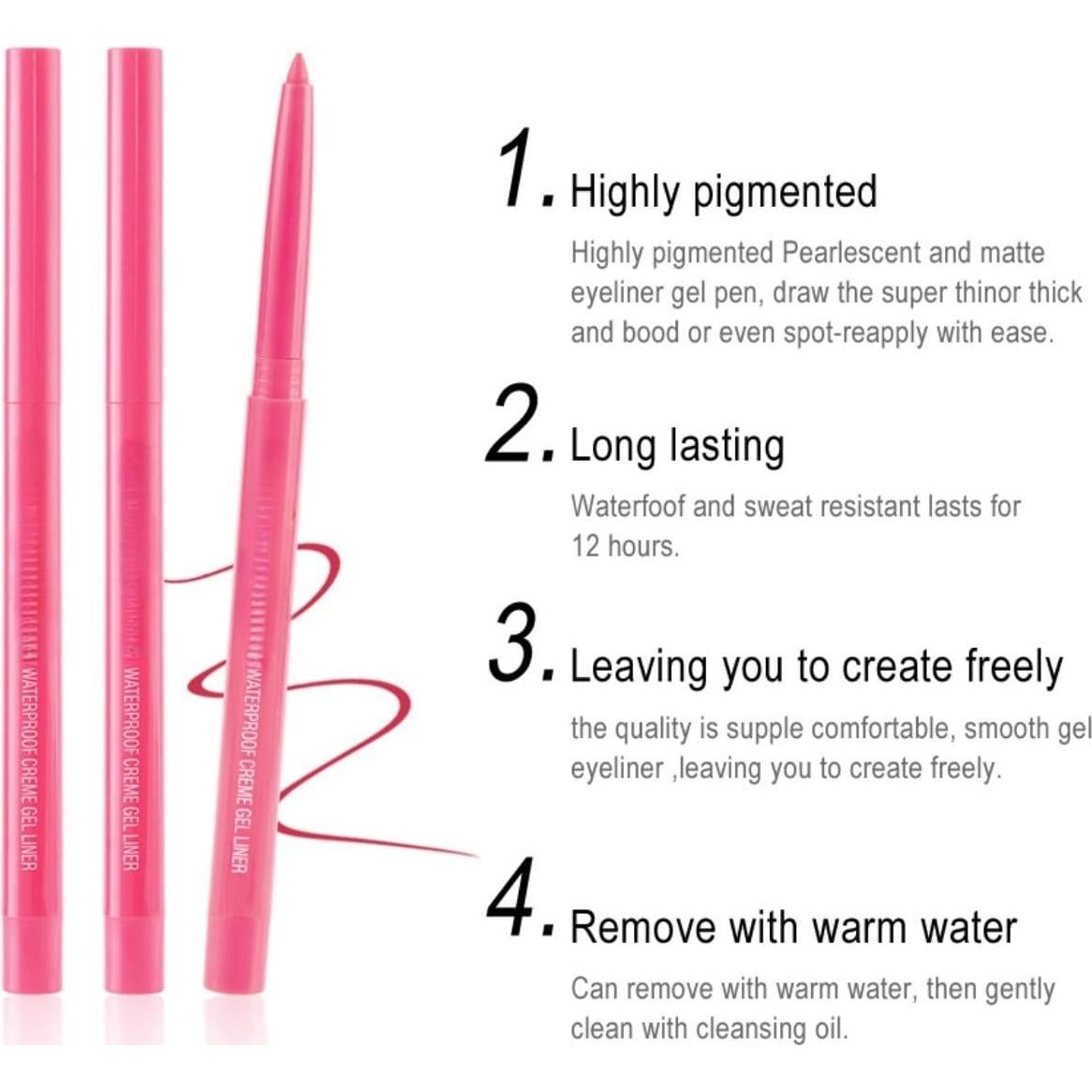 Lápiz de Eyeliner Retráctil ONarisae Verde 2 Pcs A Prueba de Manchas