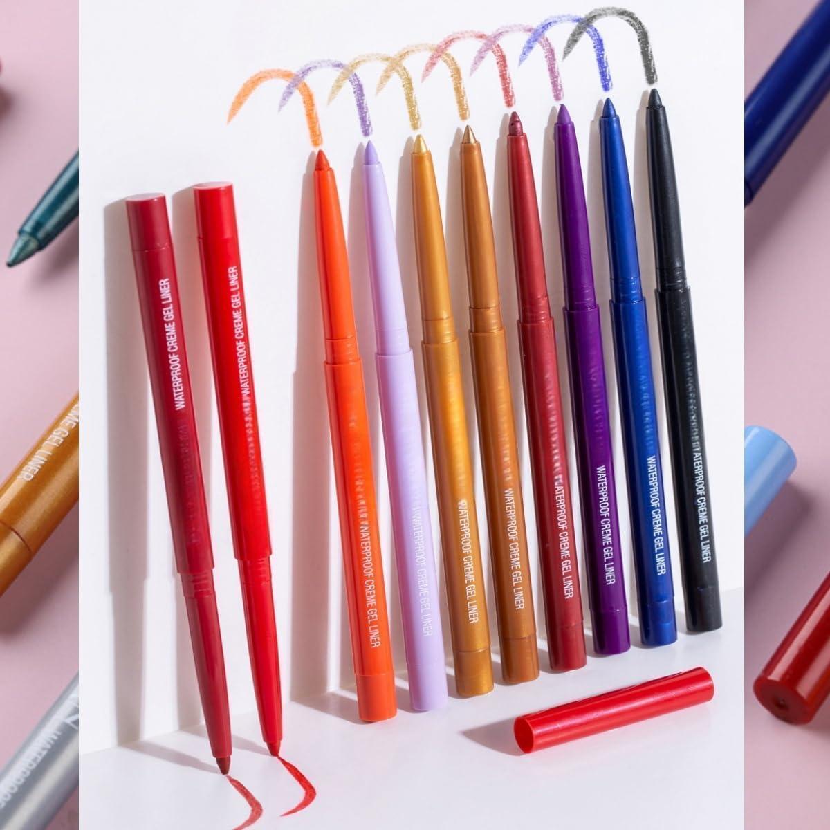 Lápiz de Eyeliner Retráctil ONarisae Verde 2 Pcs A Prueba de Manchas