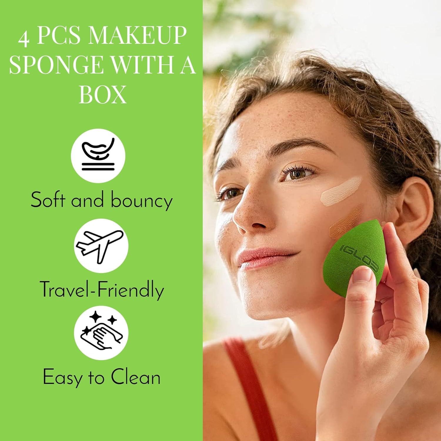 Juego de Esponjas de Maquillaje IGLO3 4 Piezas Verde