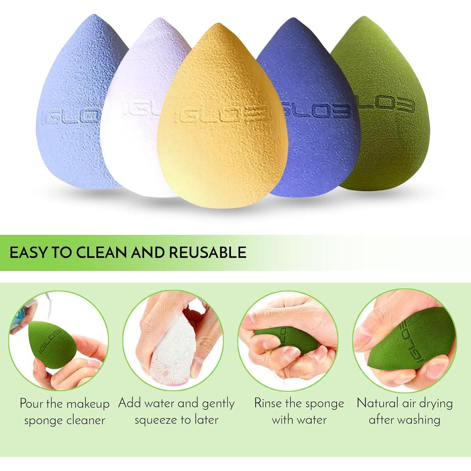 Juego de Esponjas de Maquillaje IGLO3 4 Piezas Verde