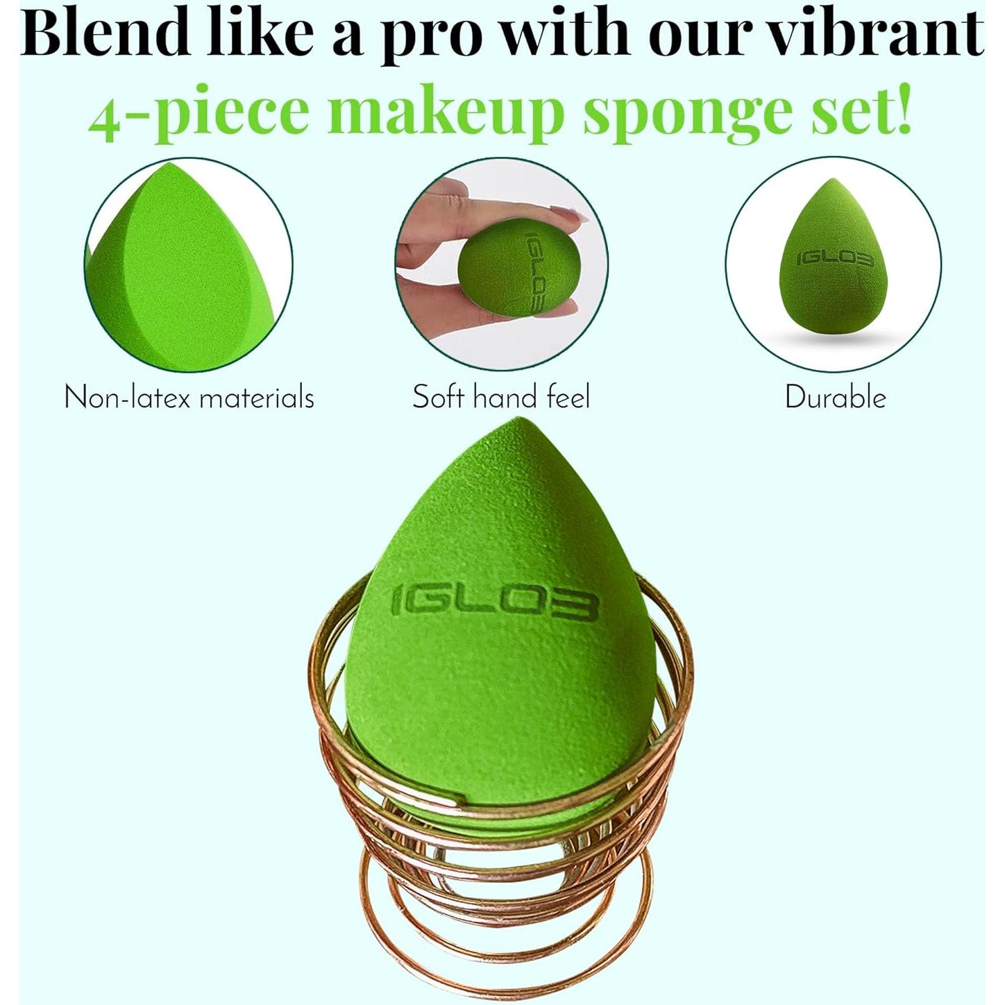Juego de Esponjas de Maquillaje IGLO3 4 Piezas Verde