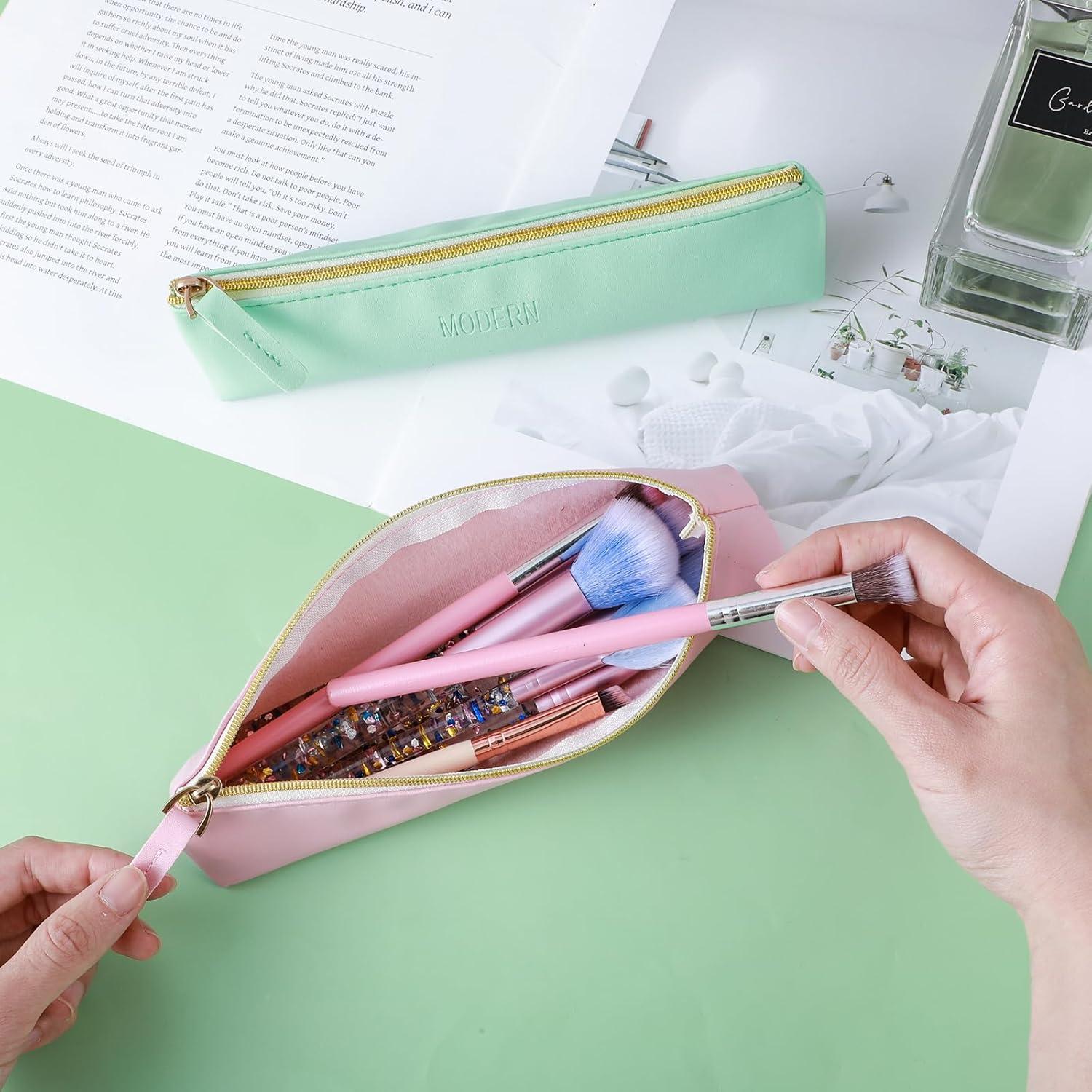 Estuche Cosmético Tucnoeu 20cm Cuero PU Verde Rosa