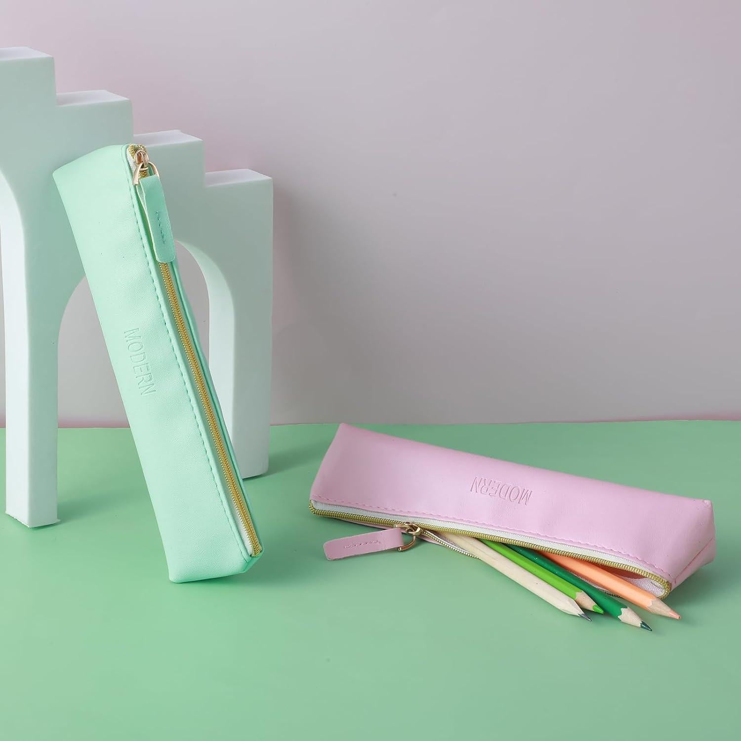 Estuche Cosmético Tucnoeu 20cm Cuero PU Verde Rosa