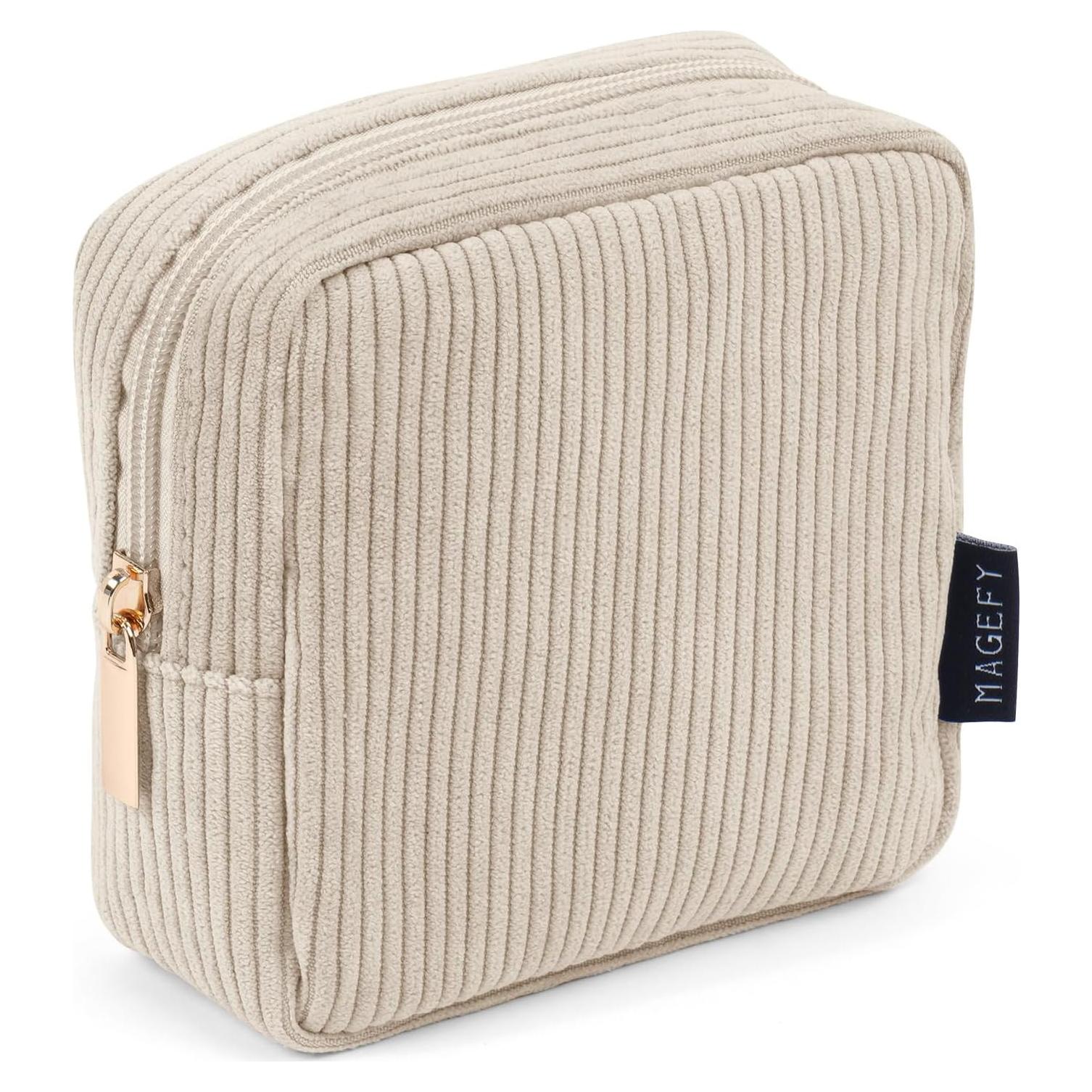 Bolsa de Maquillaje MAGEFY Pequeña de Corduroy con Bolsillos