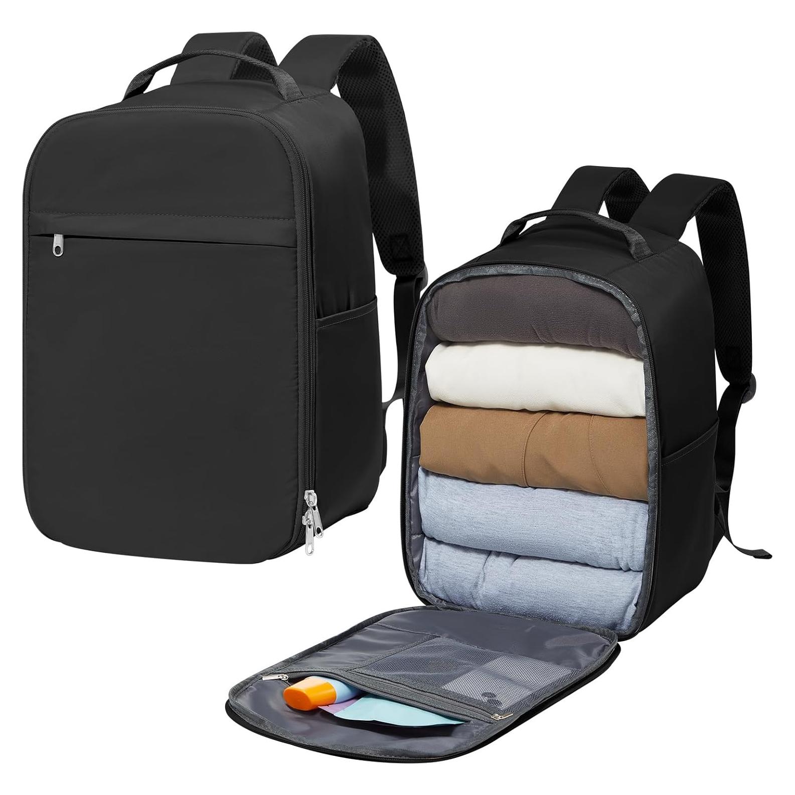 Mochila de viaje WEPLAN 20L negra 40x20x25cm aprobada aerolíneas