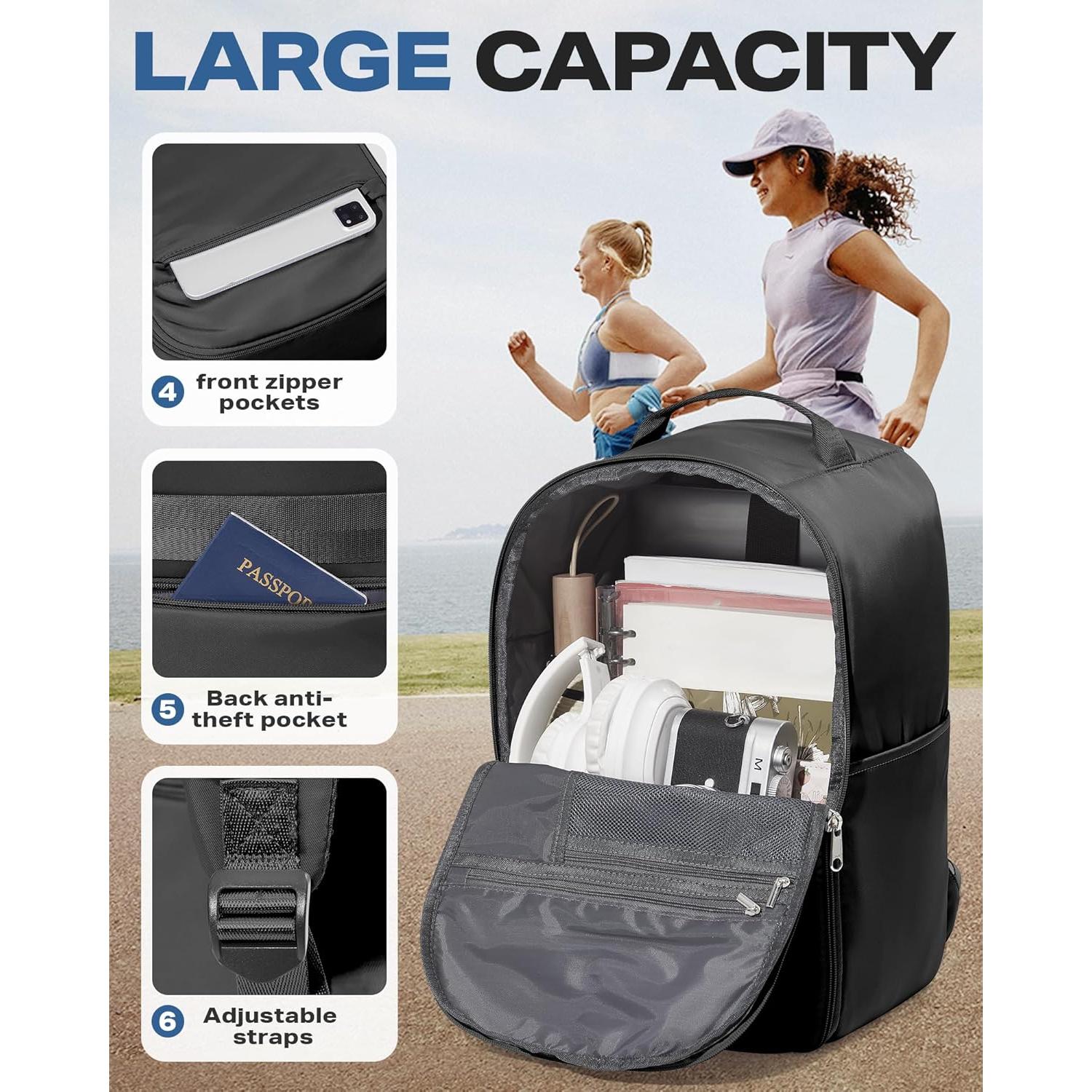 Mochila de viaje WEPLAN 20L negra 40x20x25cm aprobada aerolíneas