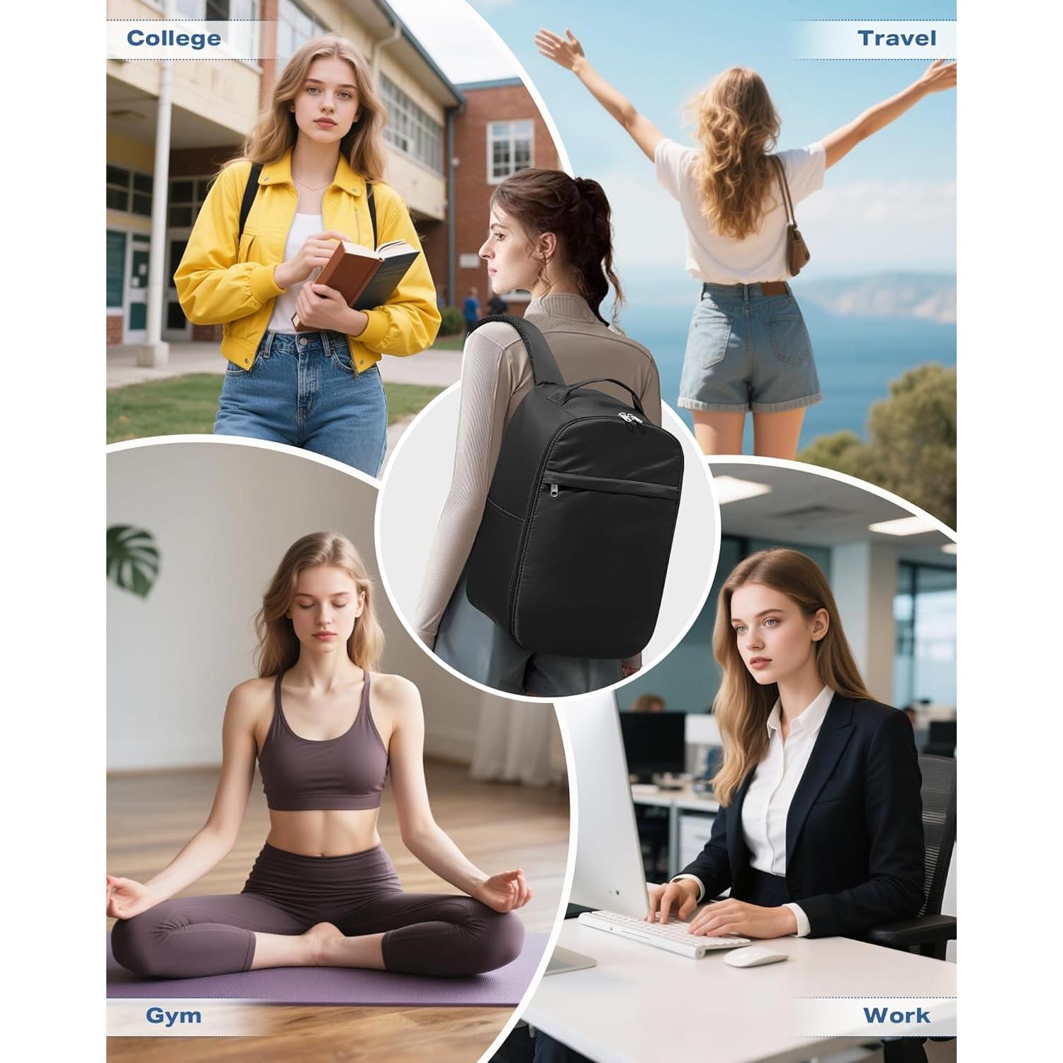 Mochila de viaje WEPLAN 20L negra 40x20x25cm aprobada aerolíneas