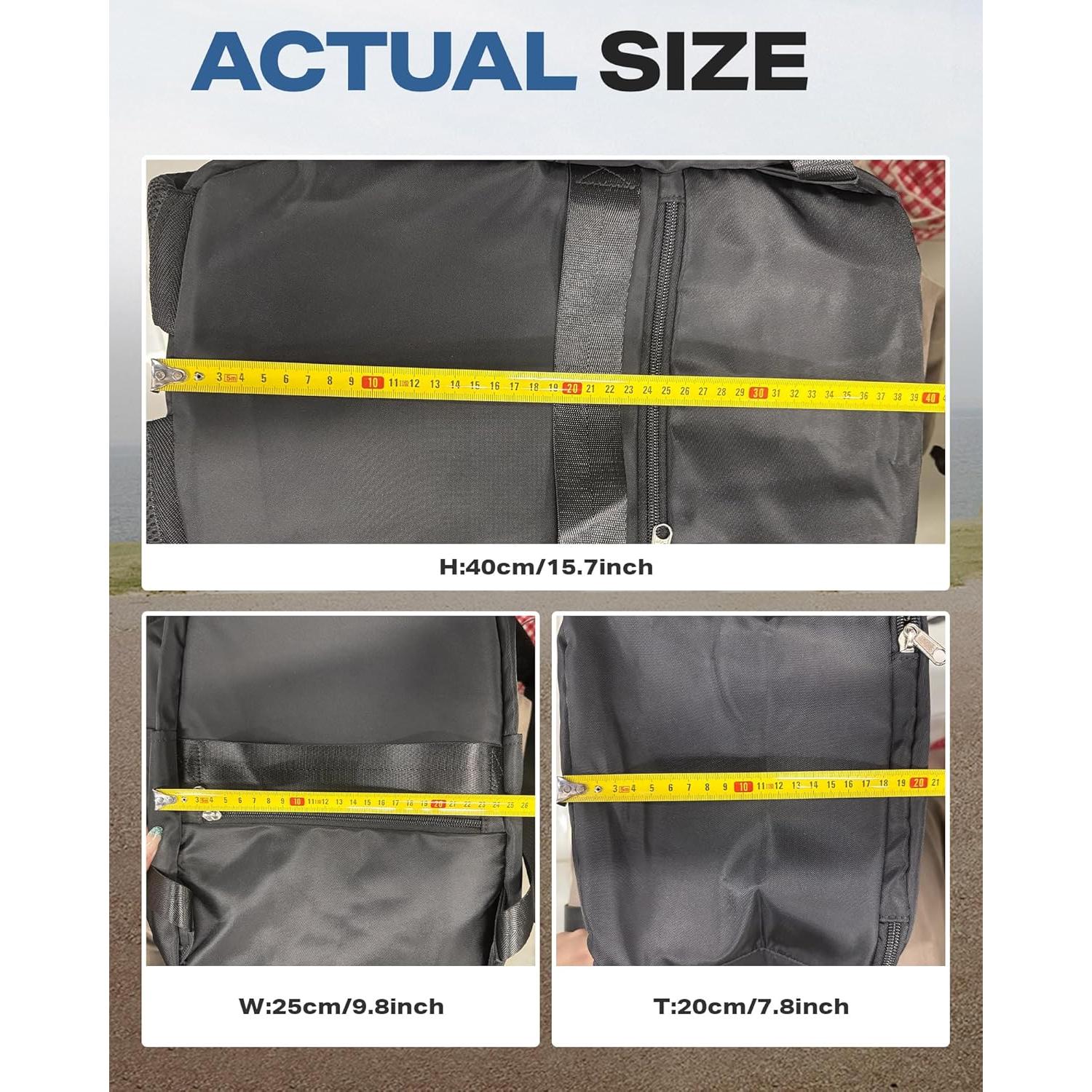 Mochila de viaje WEPLAN 20L negra 40x20x25cm aprobada aerolíneas