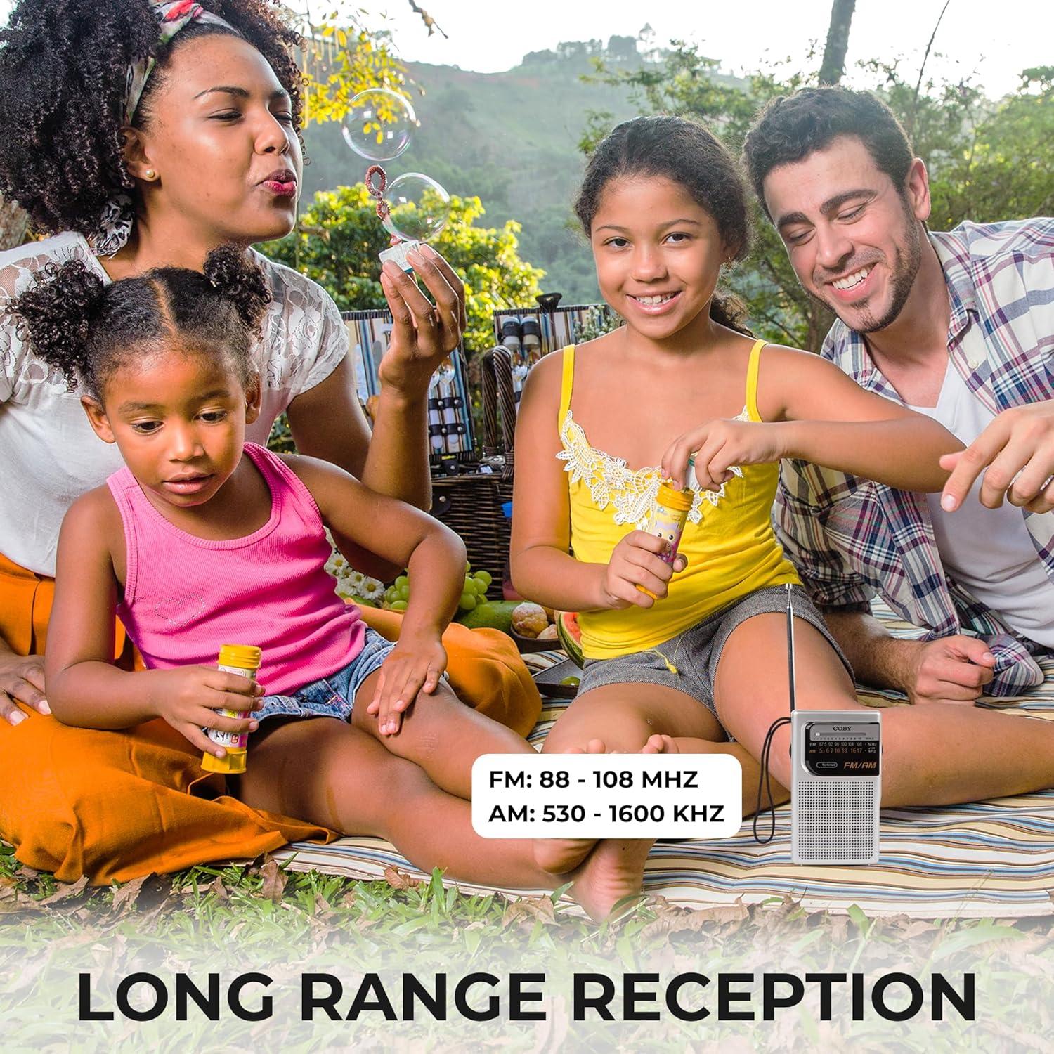 Radio Portátil Coby CR-203-SLV AM/FM 800 Horas Batería