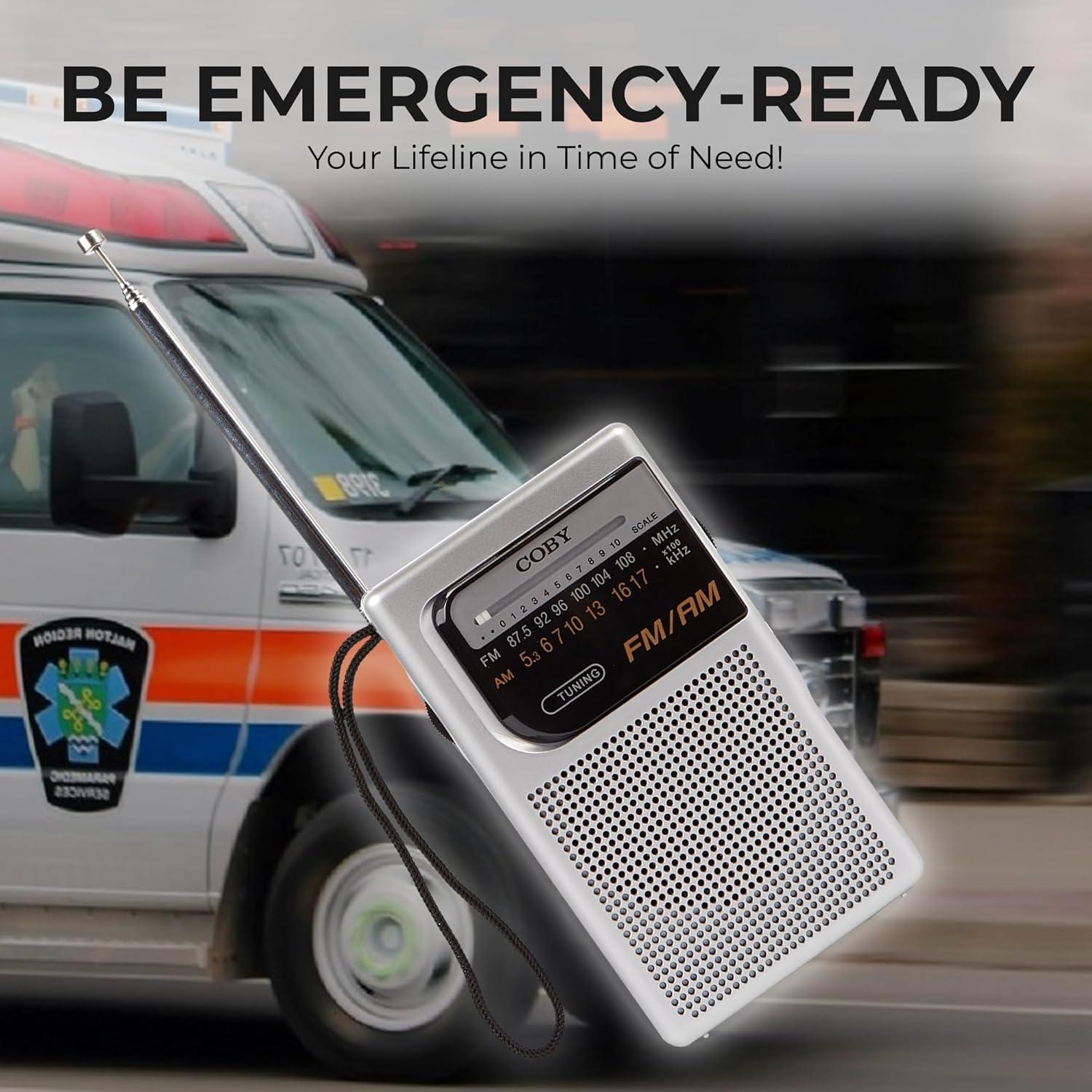 Radio Portátil Coby CR-203-SLV AM/FM 800 Horas Batería