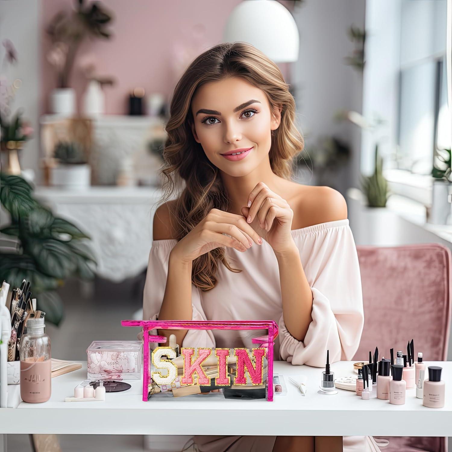 Bolsa de Maquillaje Preppy Patch Skin - PVC Impermeable 22,5x14x7cm