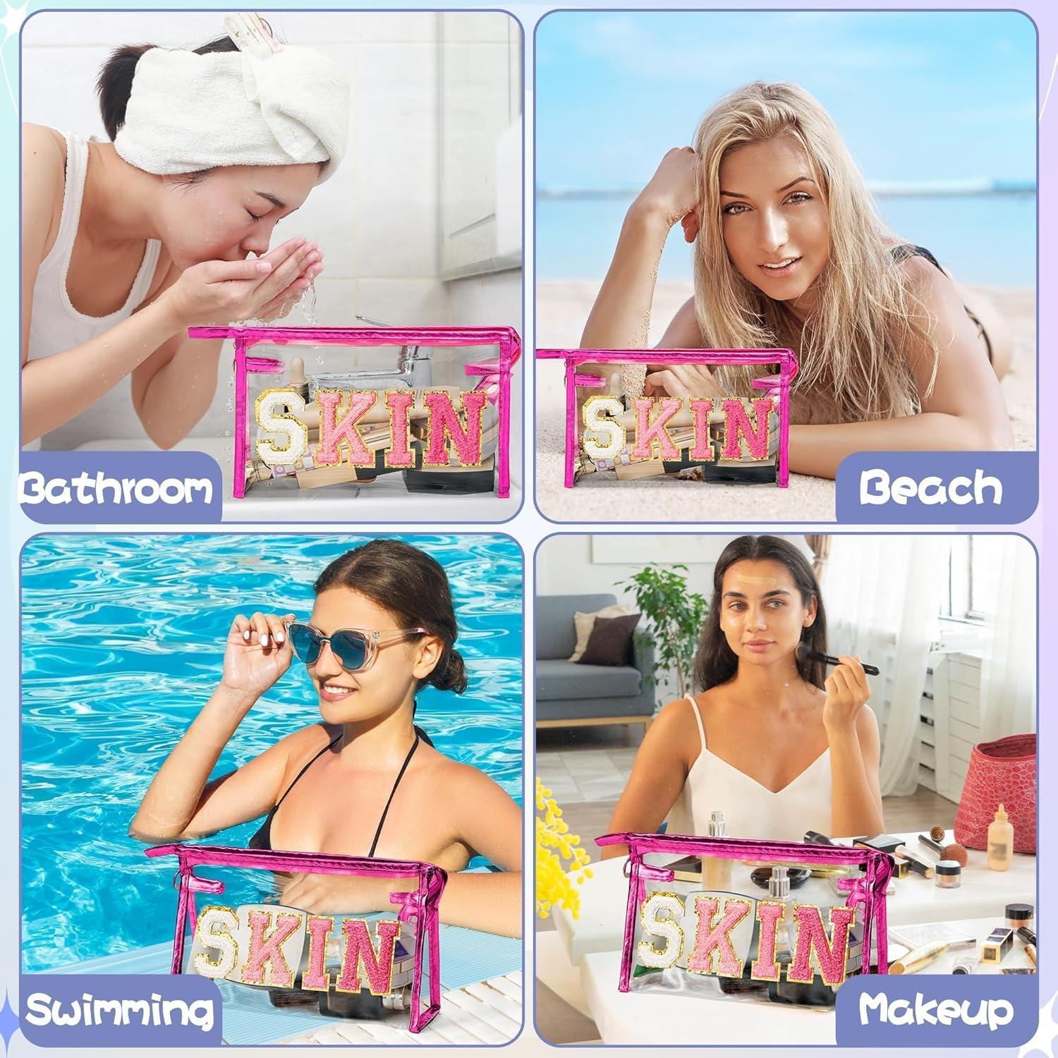 Bolsa de Maquillaje Preppy Patch Skin - PVC Impermeable 22,5x14x7cm