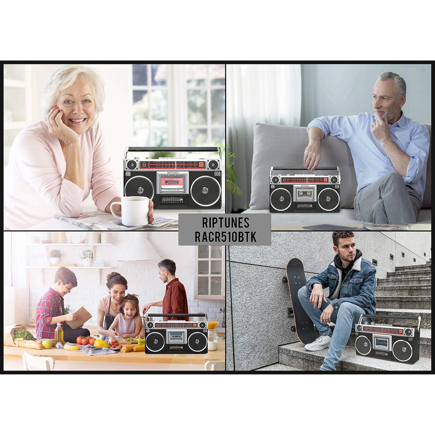 Riptunes Boombox Retro RACR-510BT Bluetooth y Cassette