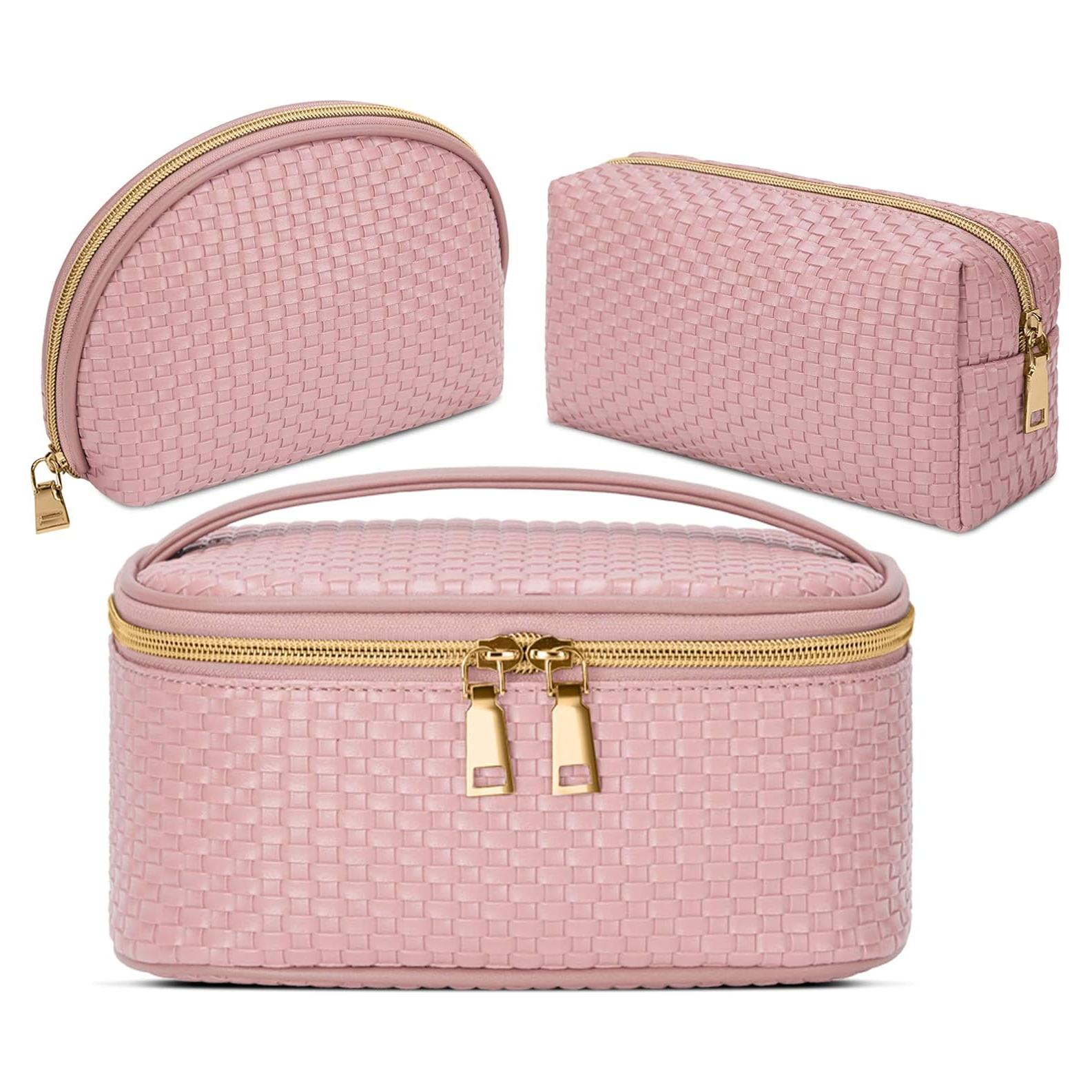 Bolsa de Maquillaje KTMOUW 3 Pcs Impermeable Rosa