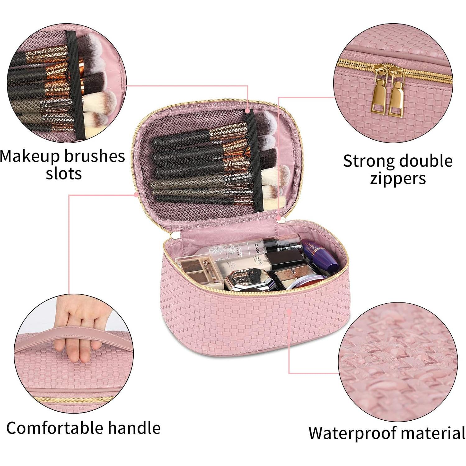 Bolsa de Maquillaje KTMOUW 3 Pcs Impermeable Rosa