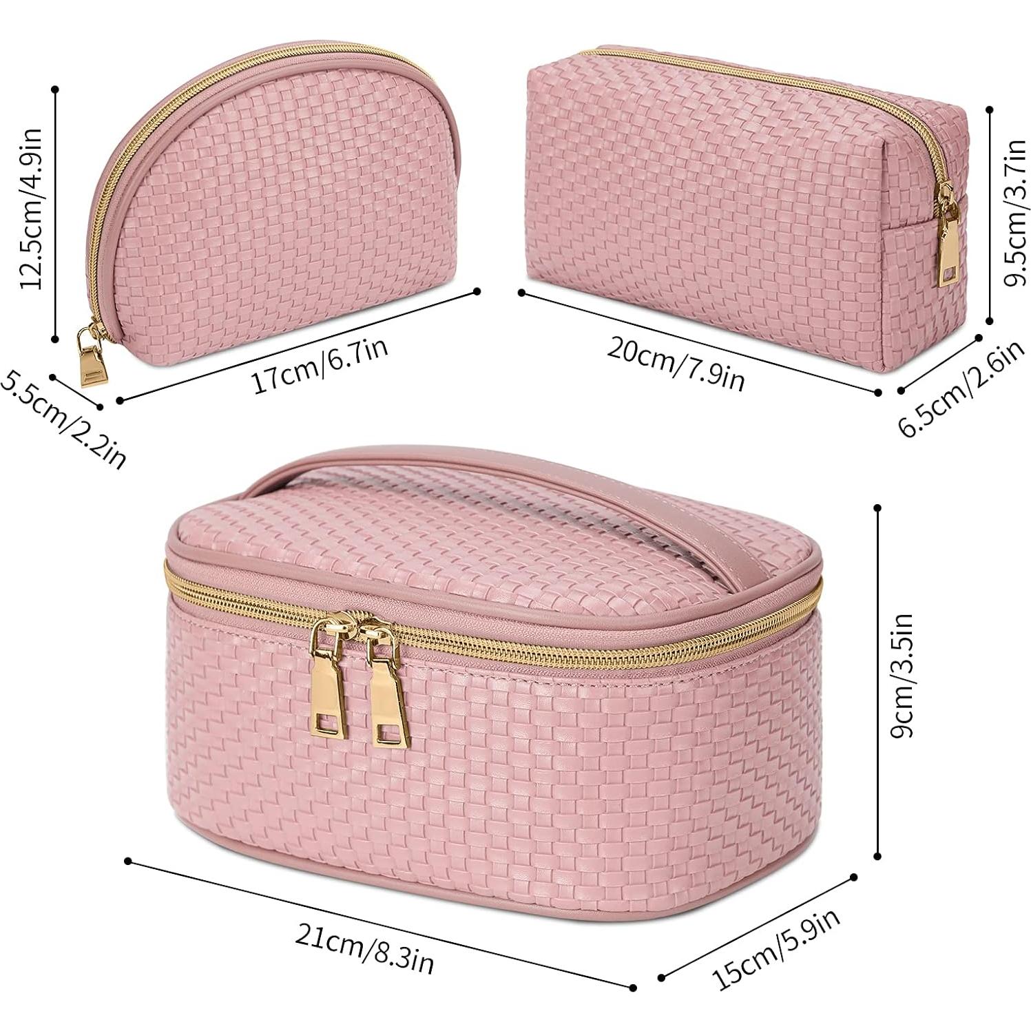 Bolsa de Maquillaje KTMOUW 3 Pcs Impermeable Rosa